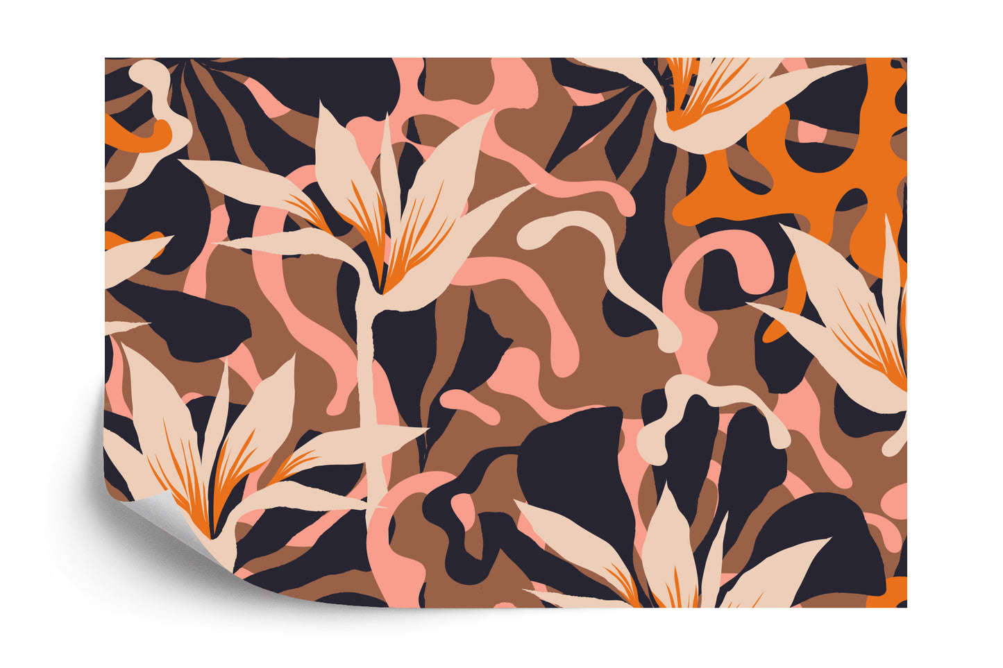 Fototapete Abstract Jungle Plants Pattern. Creative Collage Contemporary Floral Seamless Pattern. Fashionable Template For Design.