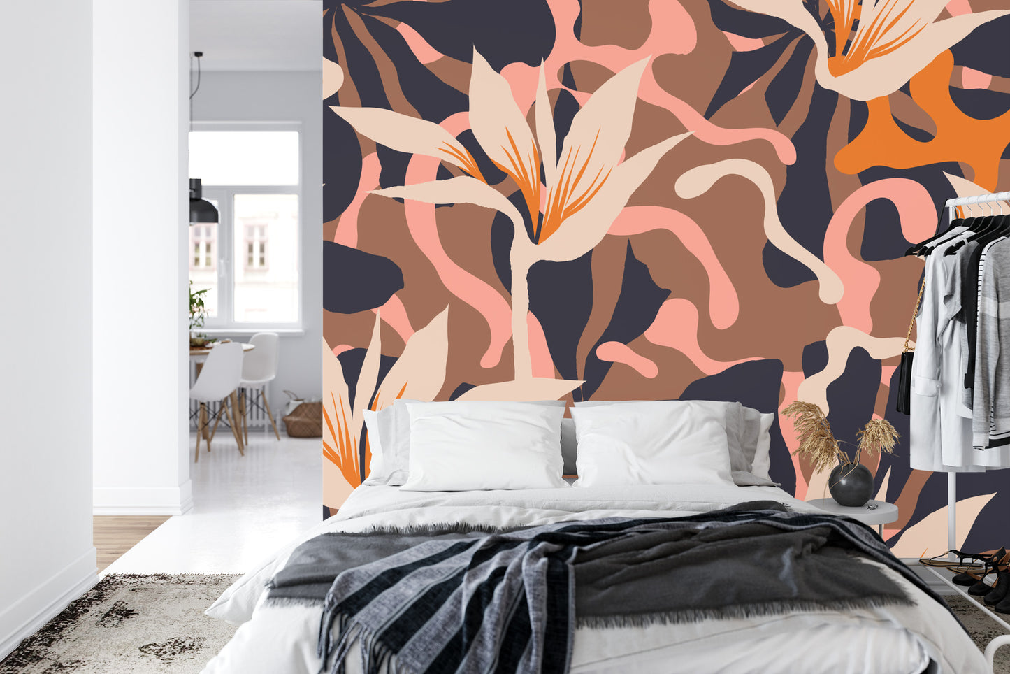 Fototapete Abstract Jungle Plants Pattern. Creative Collage Contemporary Floral Seamless Pattern. Fashionable Template For Design.