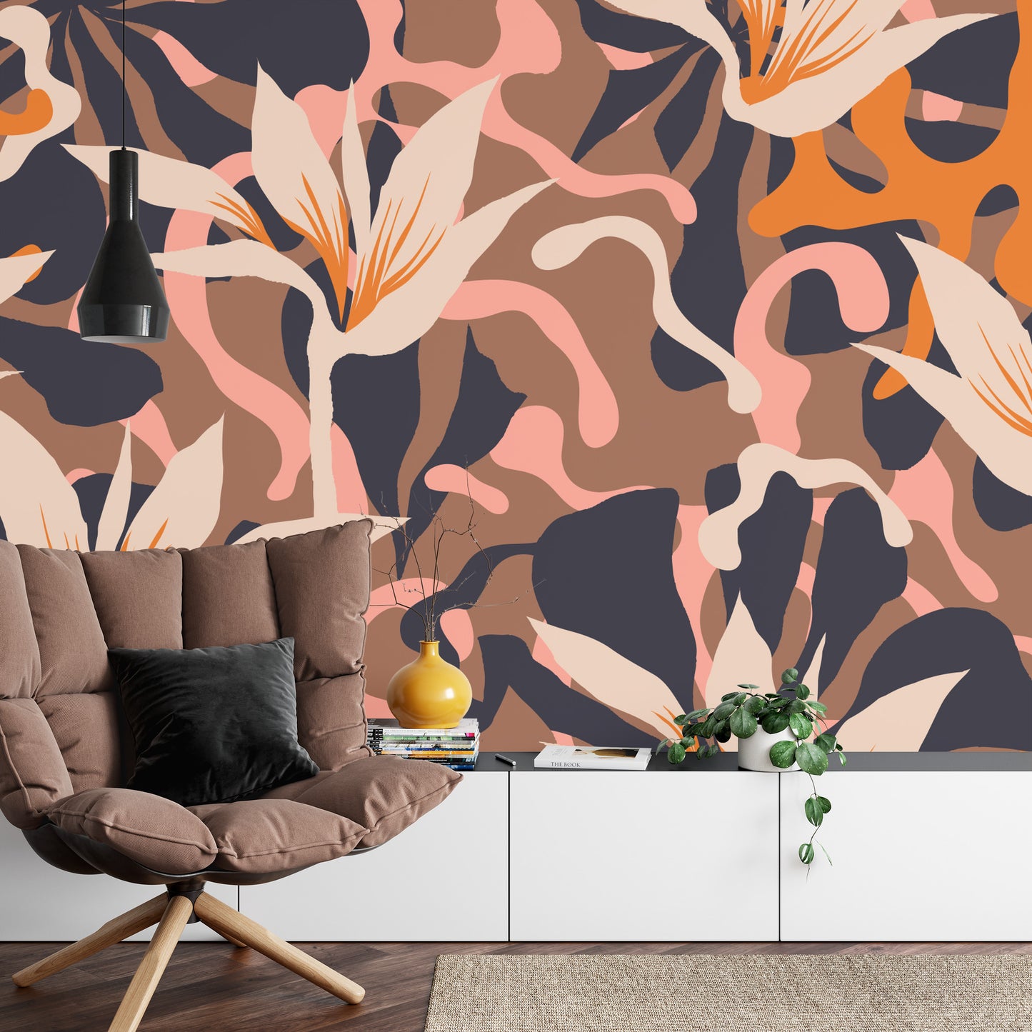 Fototapete Abstract Jungle Plants Pattern. Creative Collage Contemporary Floral Seamless Pattern. Fashionable Template For Design.