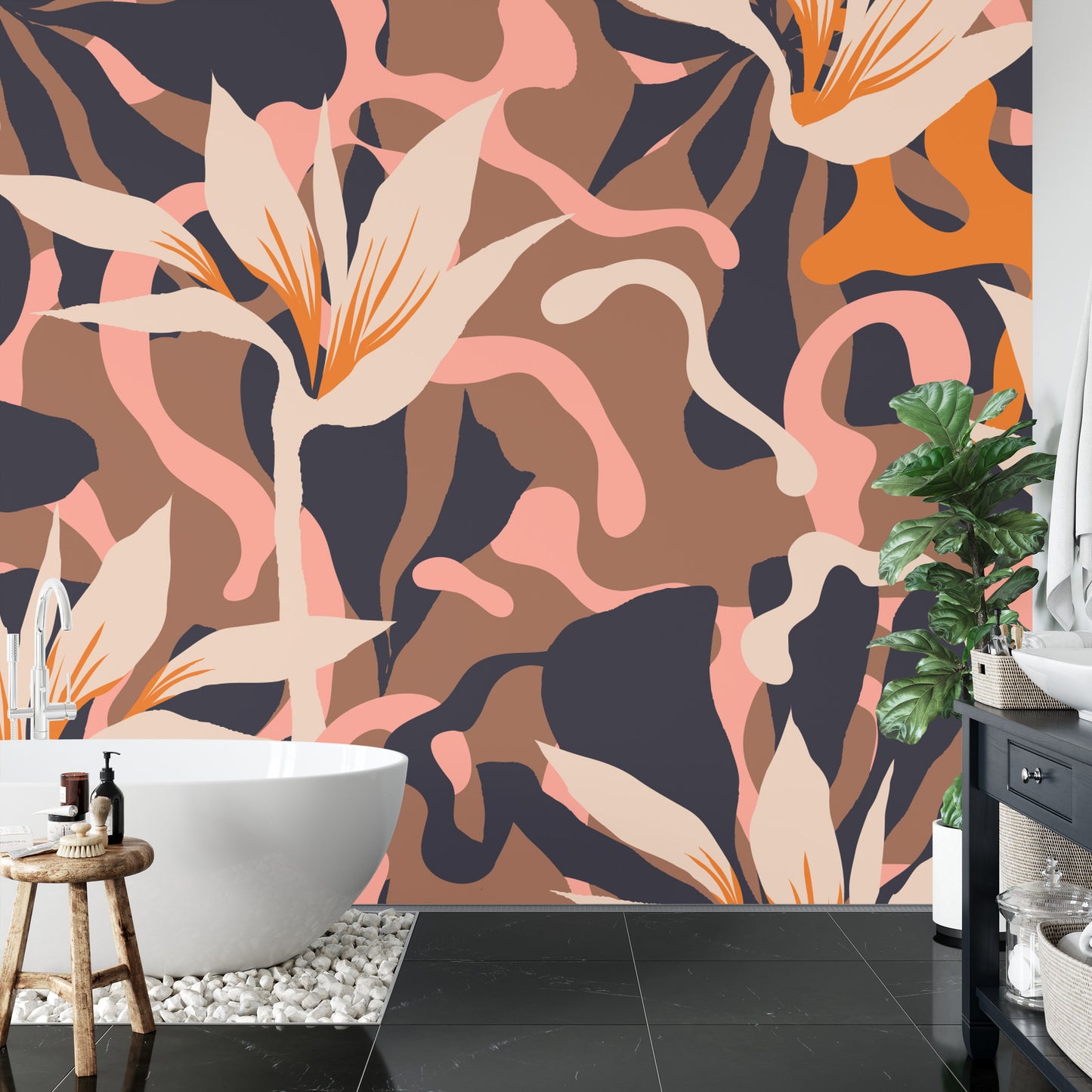 Fototapete Abstract Jungle Plants Pattern. Creative Collage Contemporary Floral Seamless Pattern. Fashionable Template For Design.