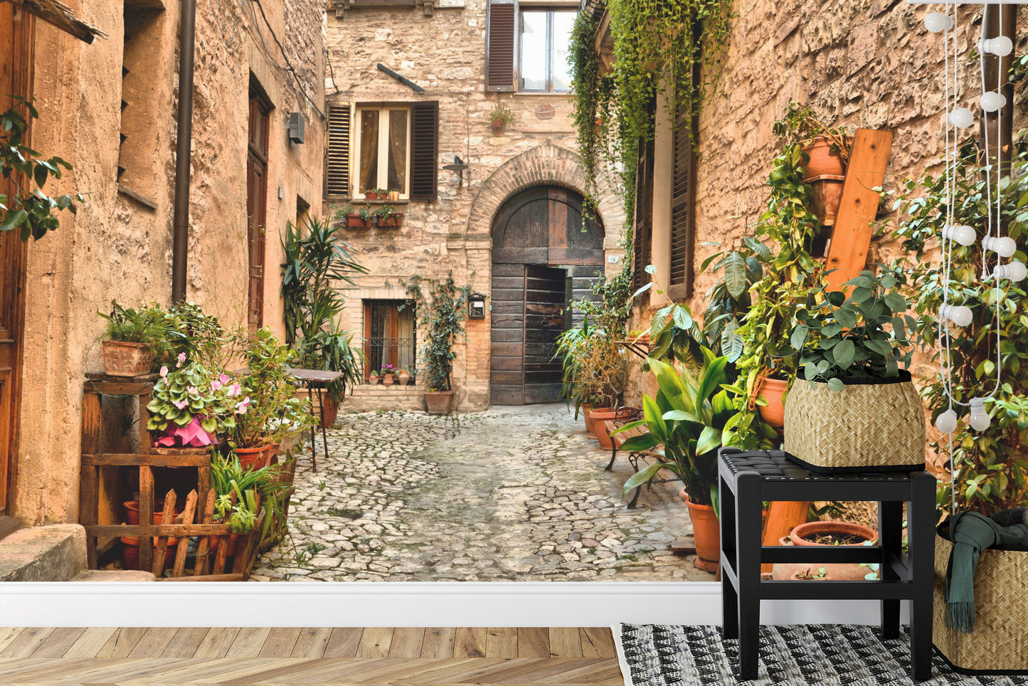 Fototapete Gasse Blumen
