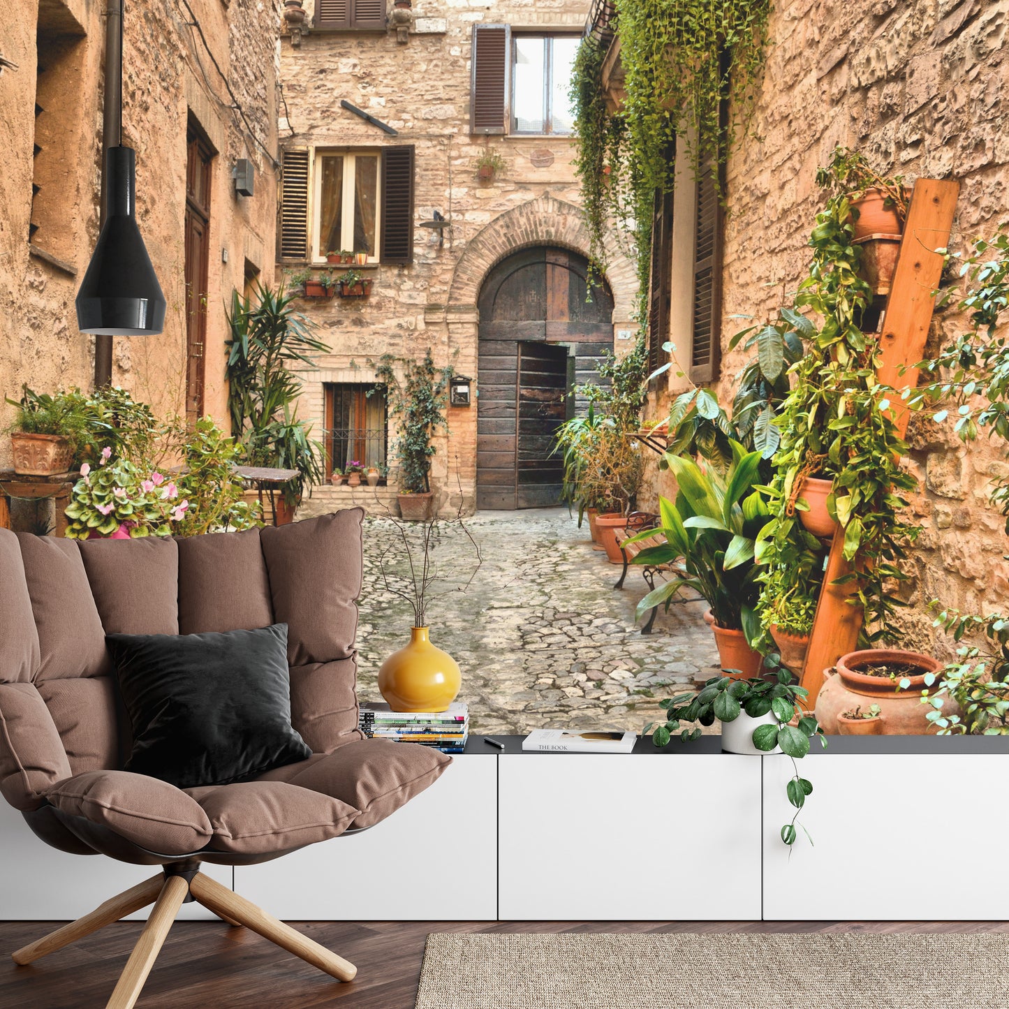 Fototapete Gasse Blumen