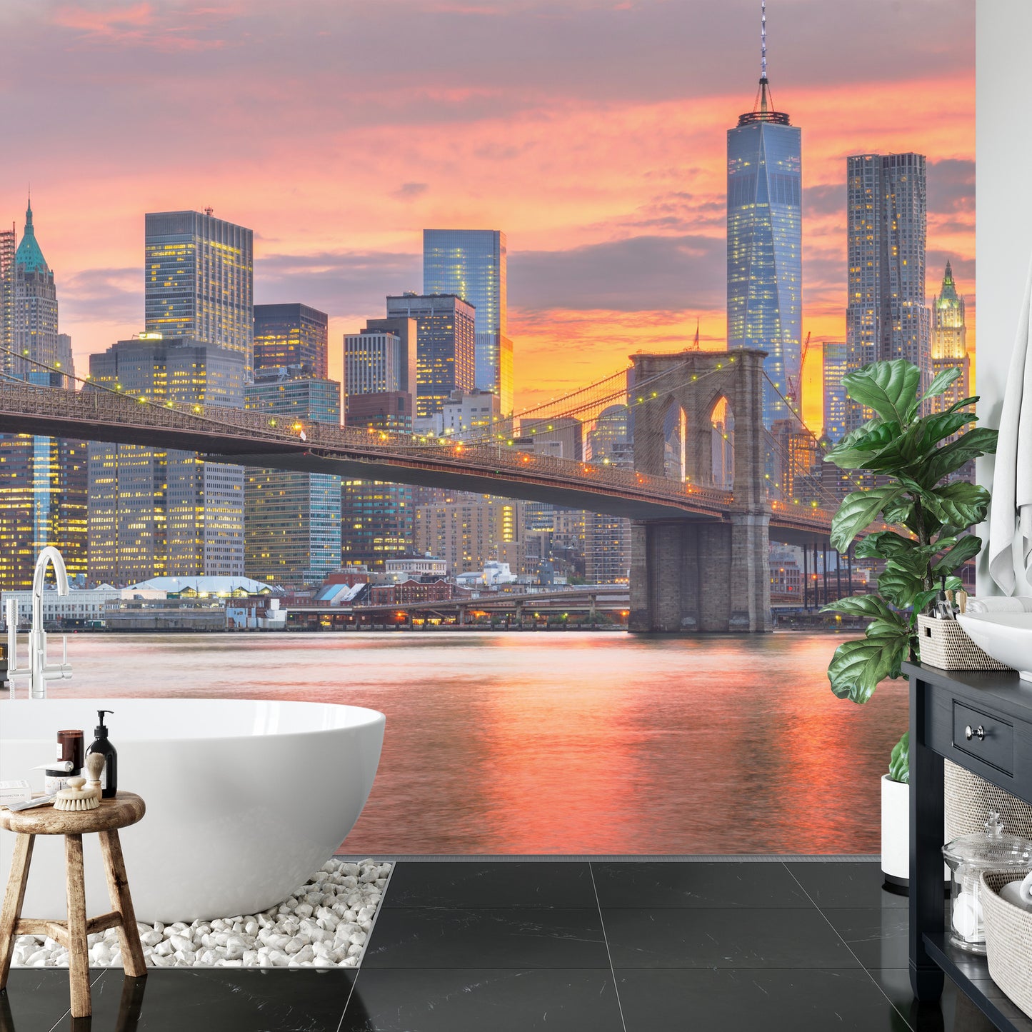 Fototapete Lower Manhattan Skyline And Brooklyn Bridge