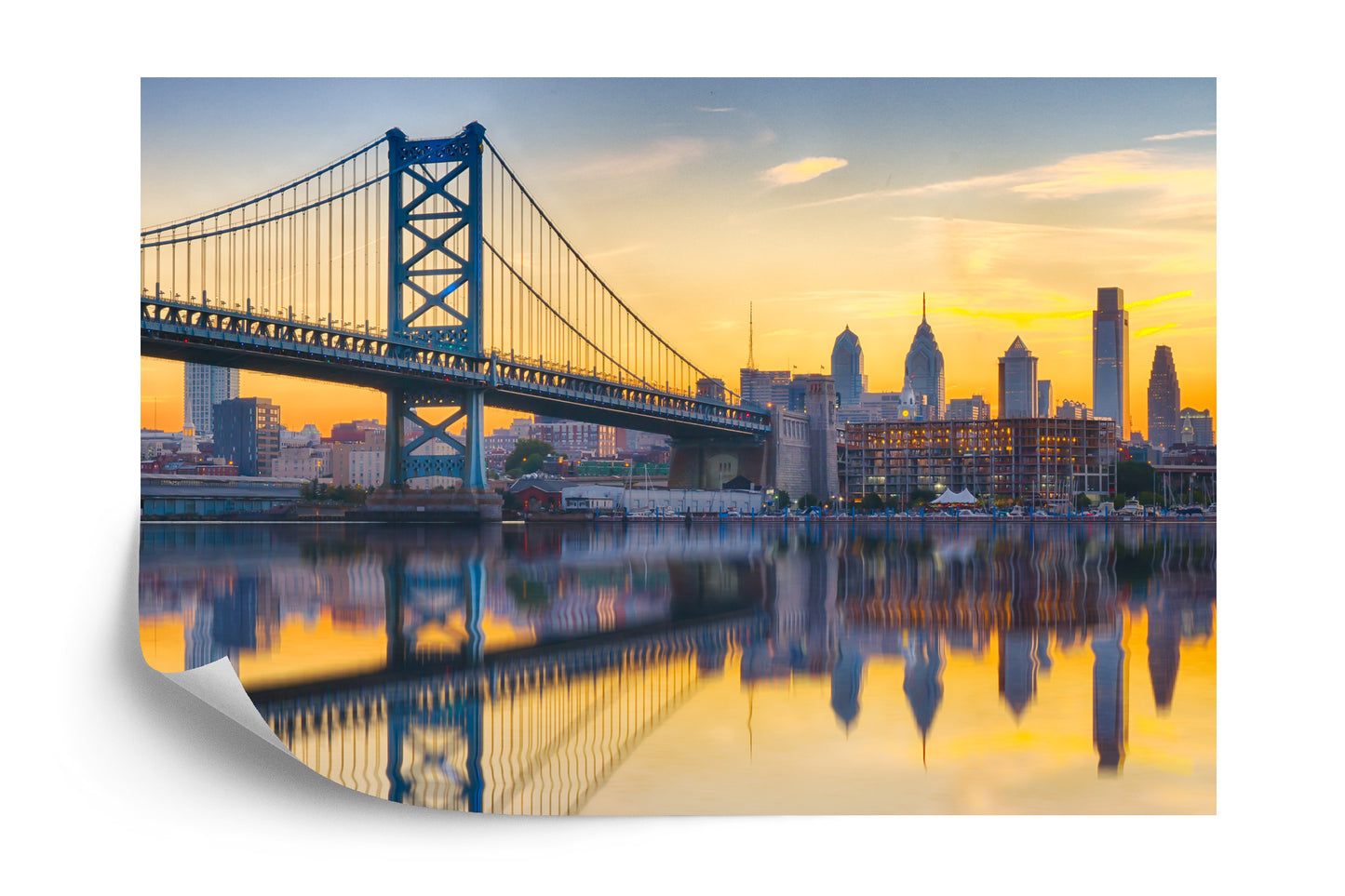 Fototapete Philadelphia Sunset Skyline Refection