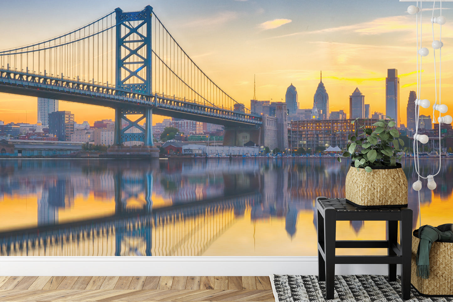 Fototapete Philadelphia Sunset Skyline Refection