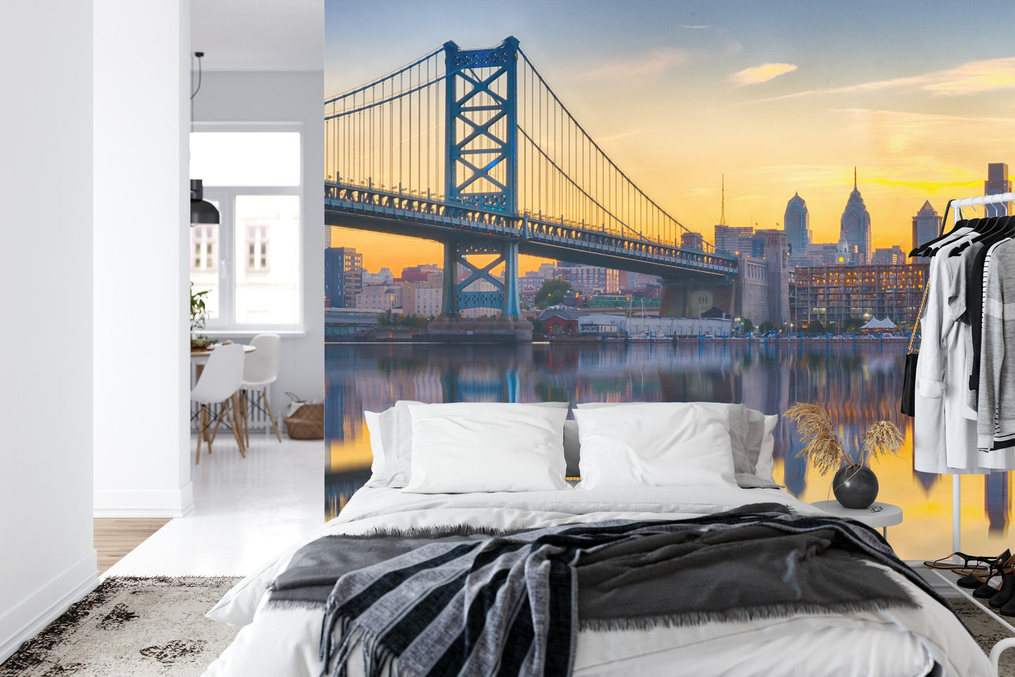 Fototapete Philadelphia Sunset Skyline Refection