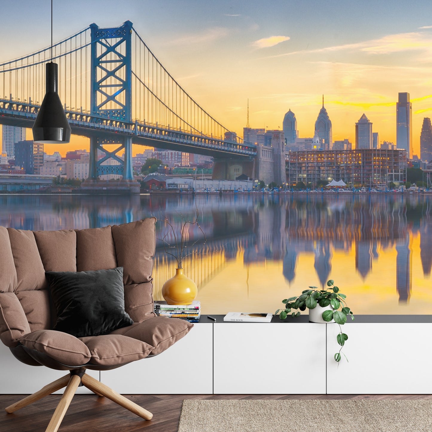 Fototapete Philadelphia Sunset Skyline Refection