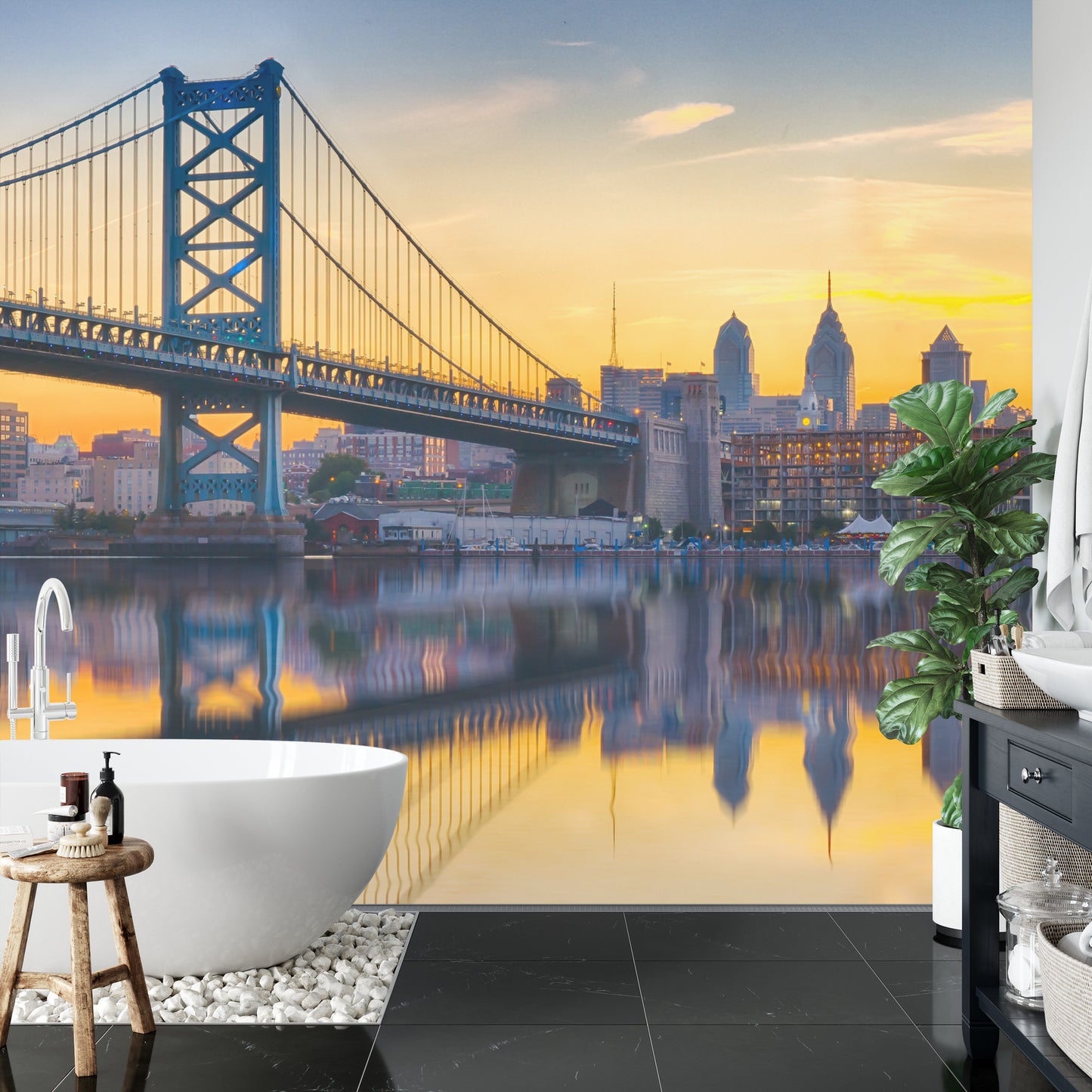 Fototapete Philadelphia Sunset Skyline Refection