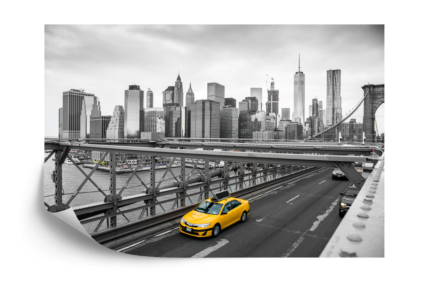 Fototapete Taxi Crossing Brooklyn Bridge