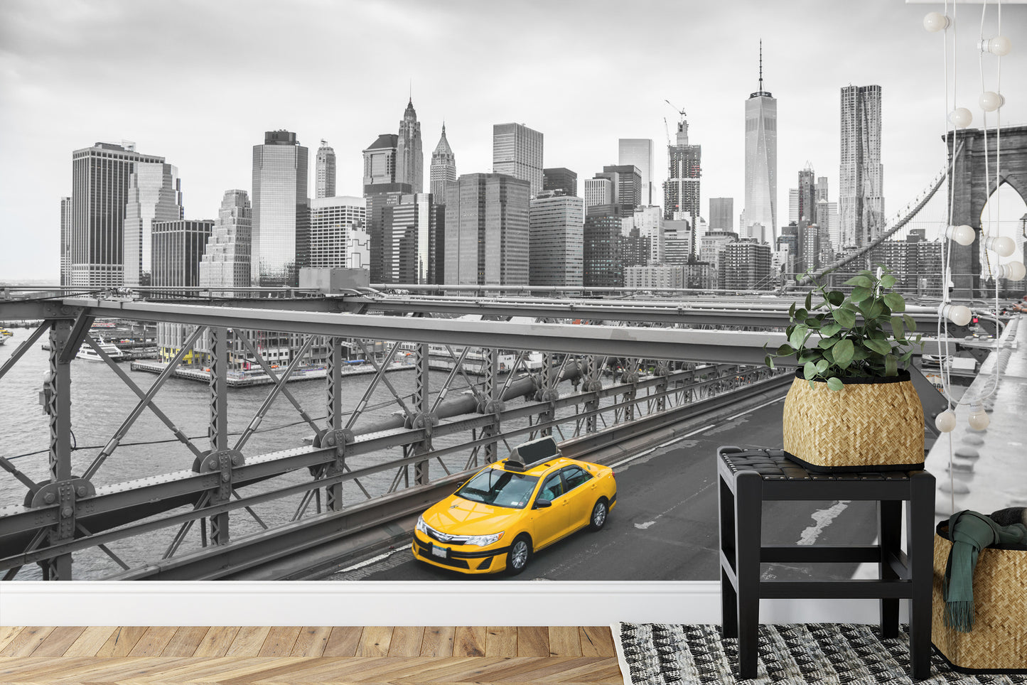 Fototapete Taxi Crossing Brooklyn Bridge