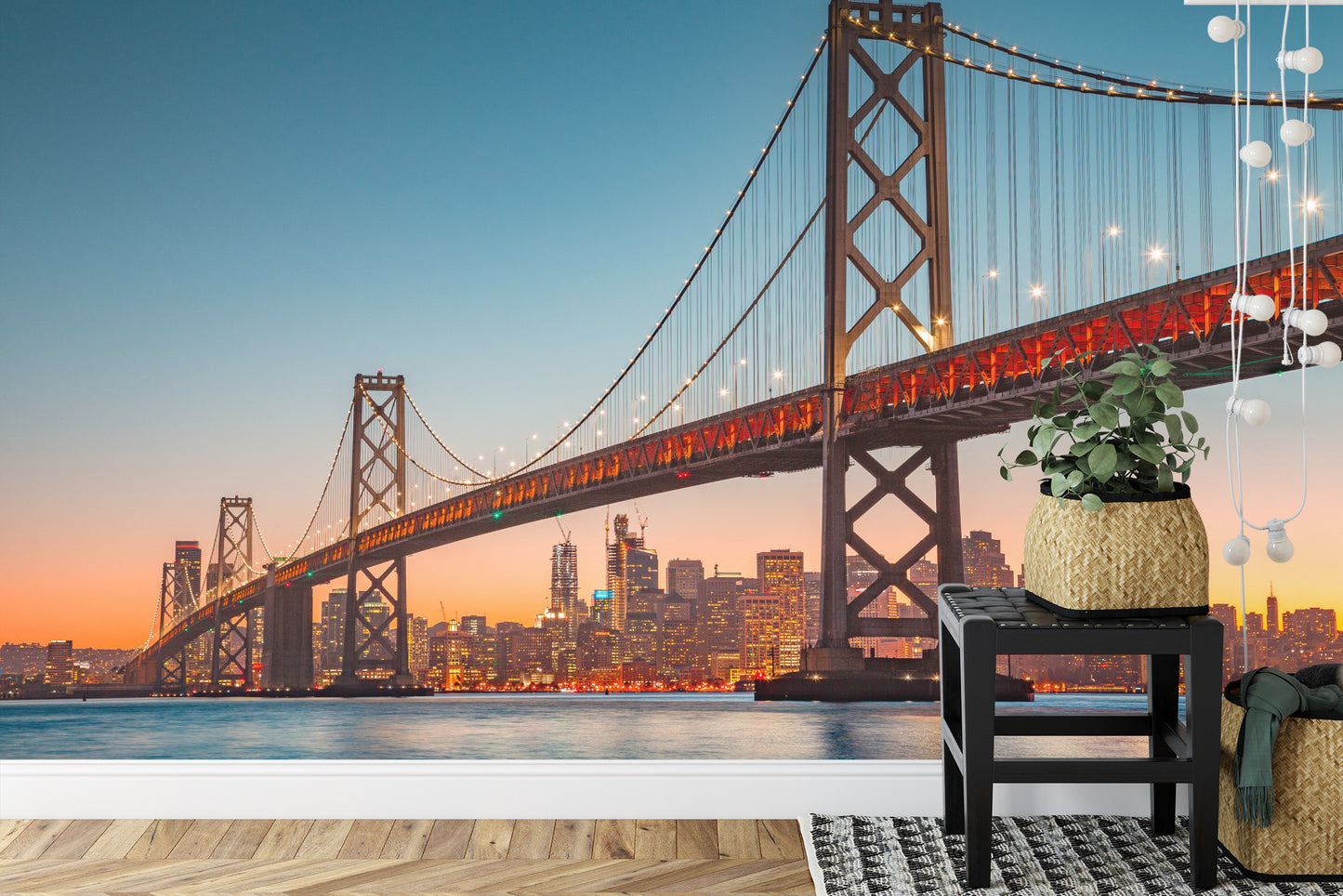 Fototapete San Francisco Skyline With Oakland Bay Bridge At Sunset, California, Usa