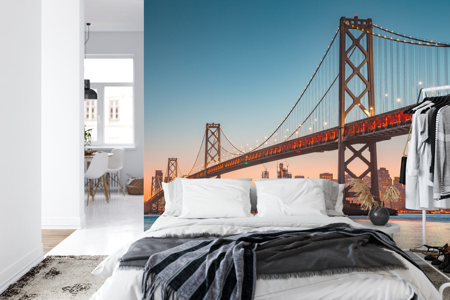 Fototapete San Francisco Skyline With Oakland Bay Bridge At Sunset, California, Usa
