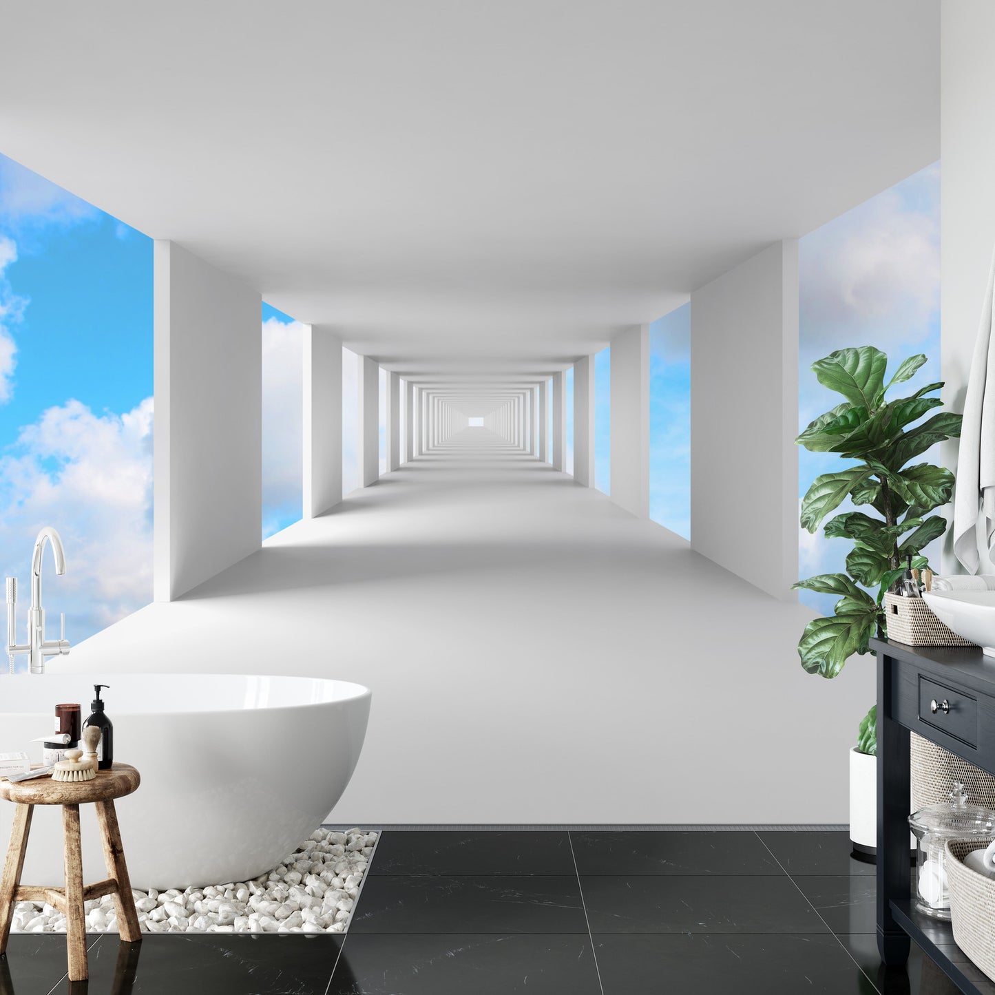 Fototapete 3D Tunnel - Himmel