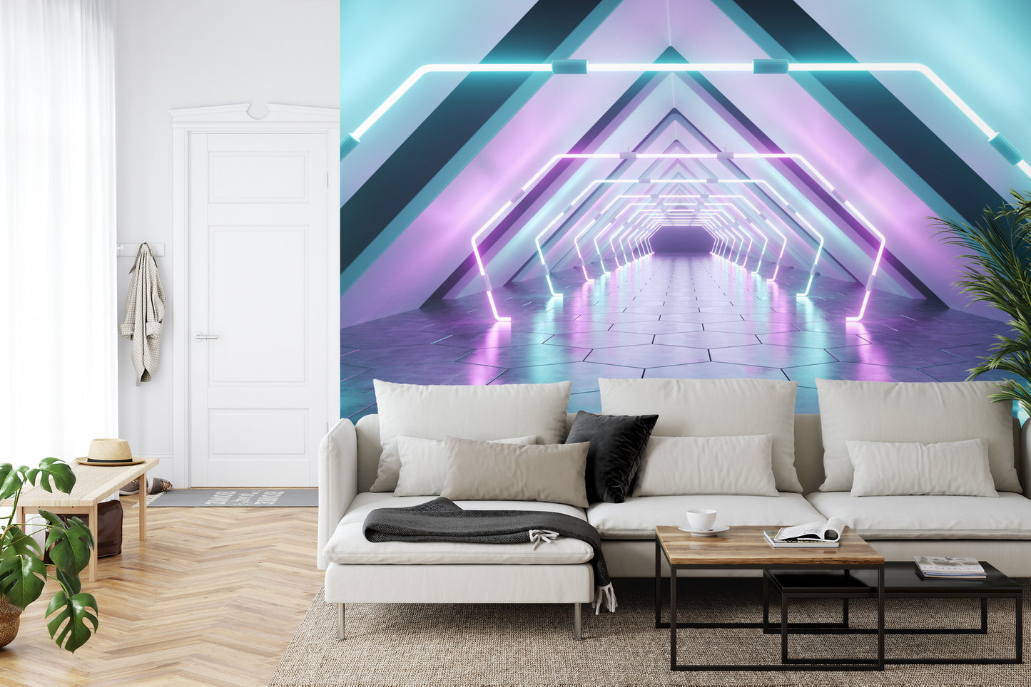 Fototapete 3D Tunnel - Neon