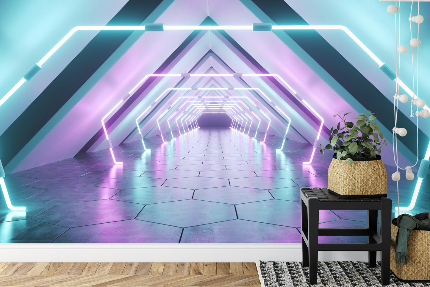 Fototapete 3D Tunnel - Neon
