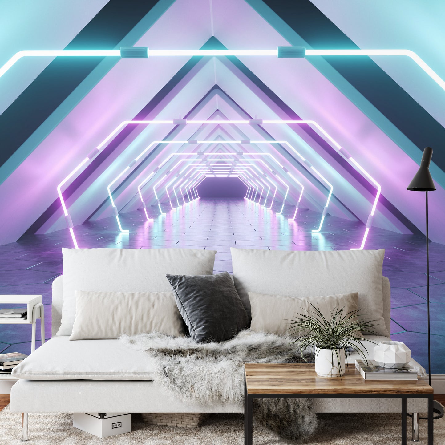 Fototapete 3D Tunnel - Neon