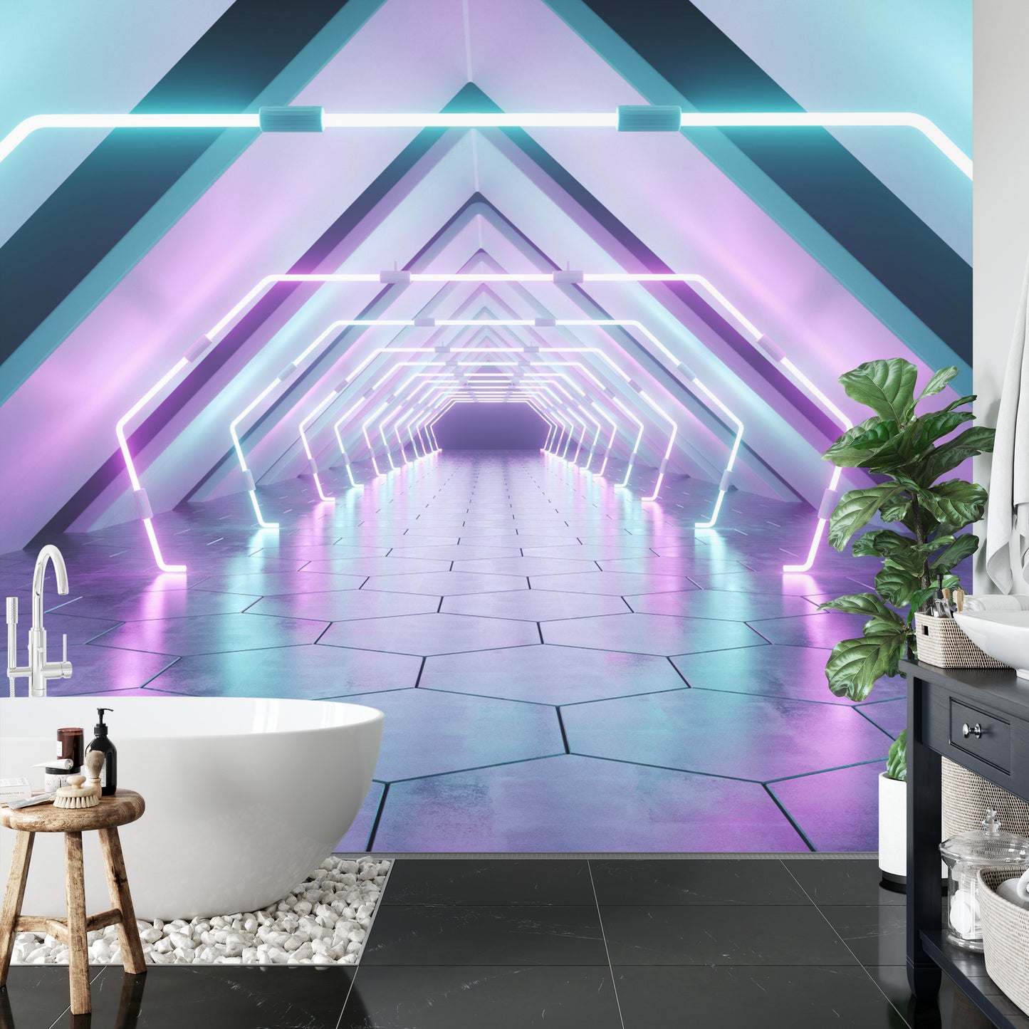 Fototapete 3D Tunnel - Neon