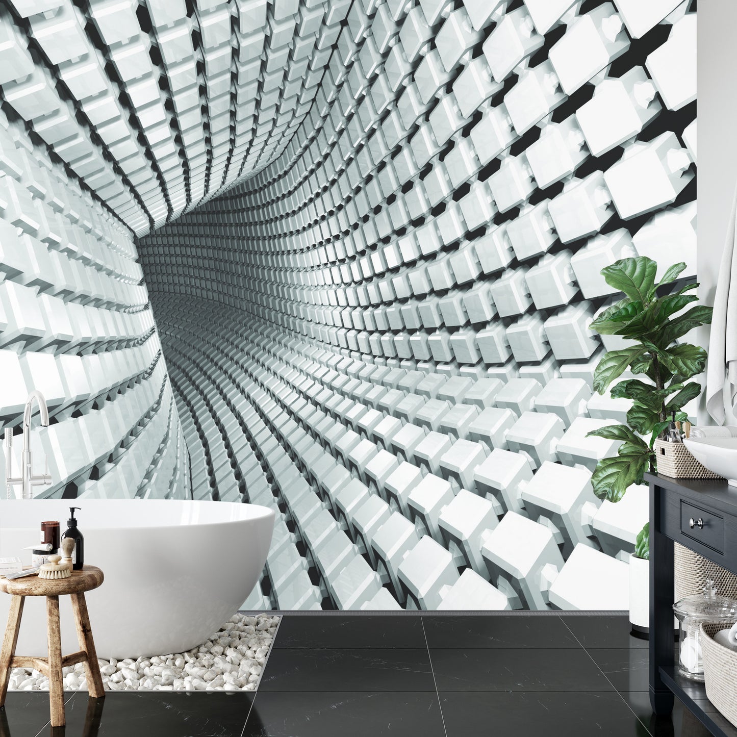 Fototapete 3D Tunnel - Grau