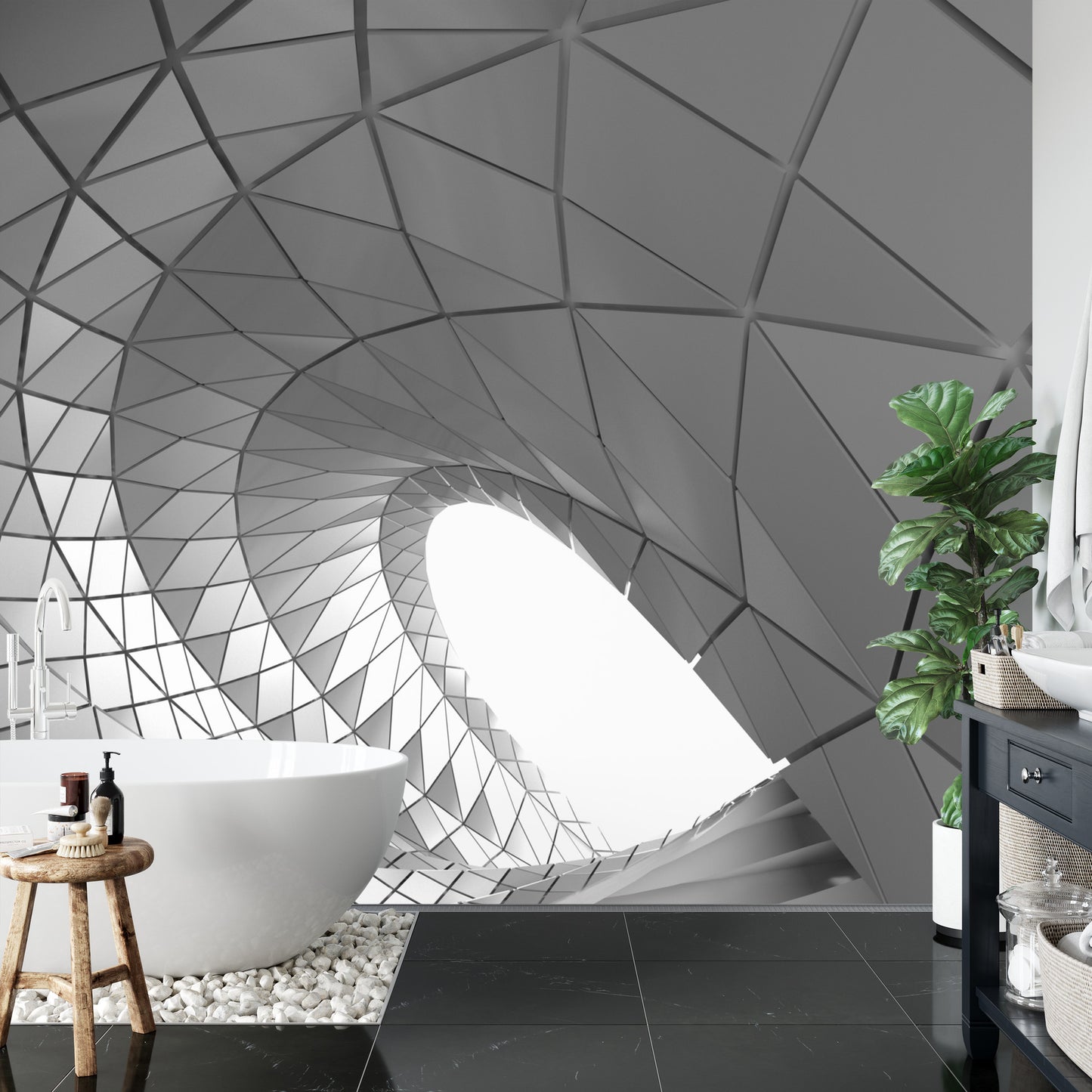 Fototapete 3D Tunnel - Grau
