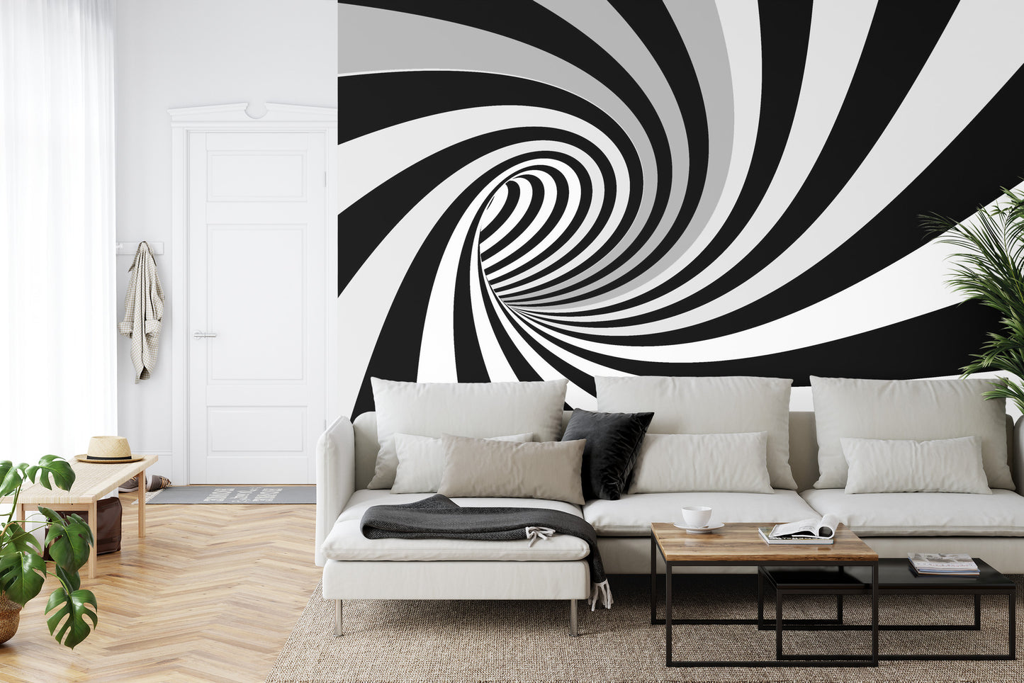 Fototapete 3D Tunnel - Schwarz-Weiss