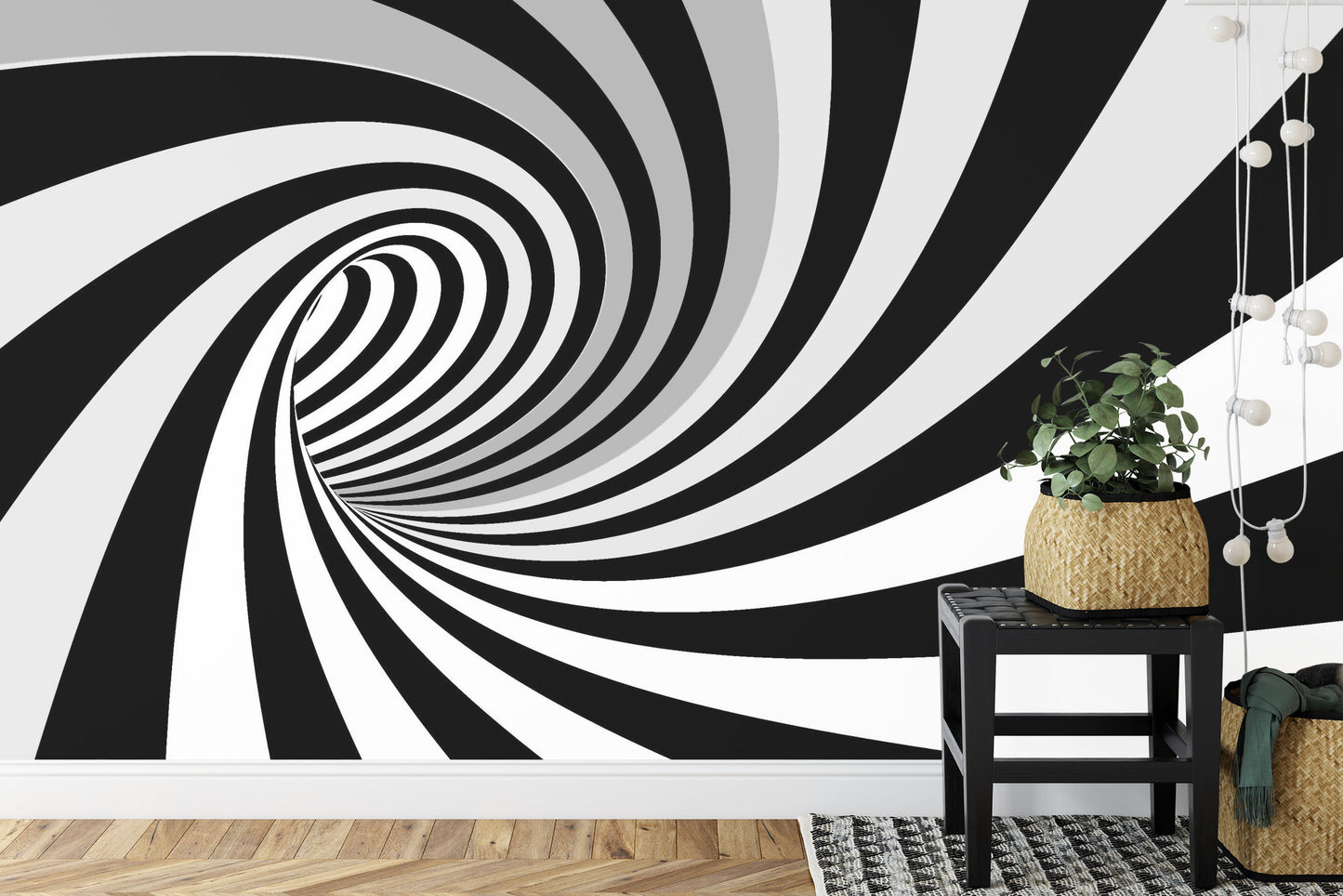 Fototapete 3D Tunnel - Schwarz-Weiss
