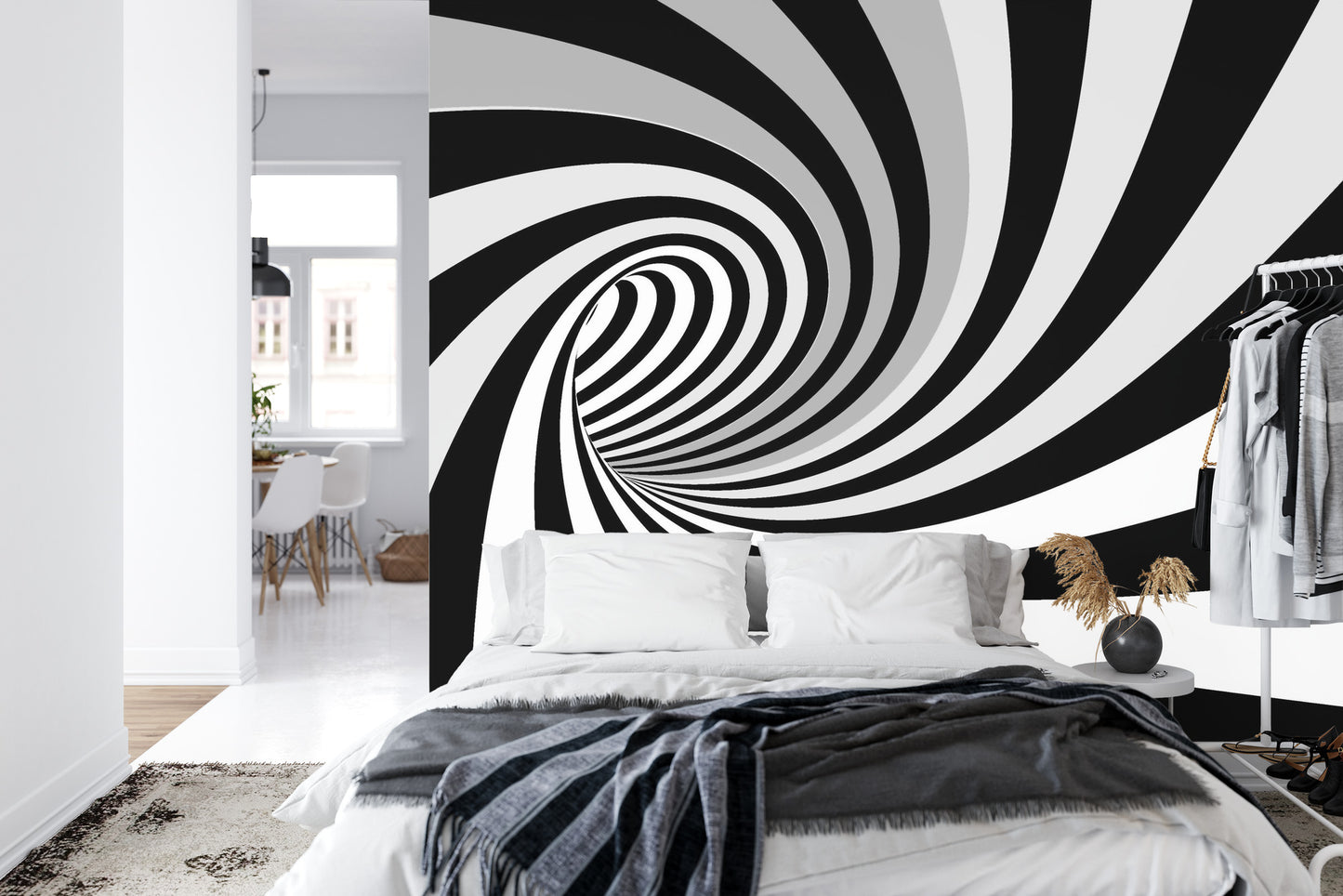 Fototapete 3D Tunnel - Schwarz-Weiss
