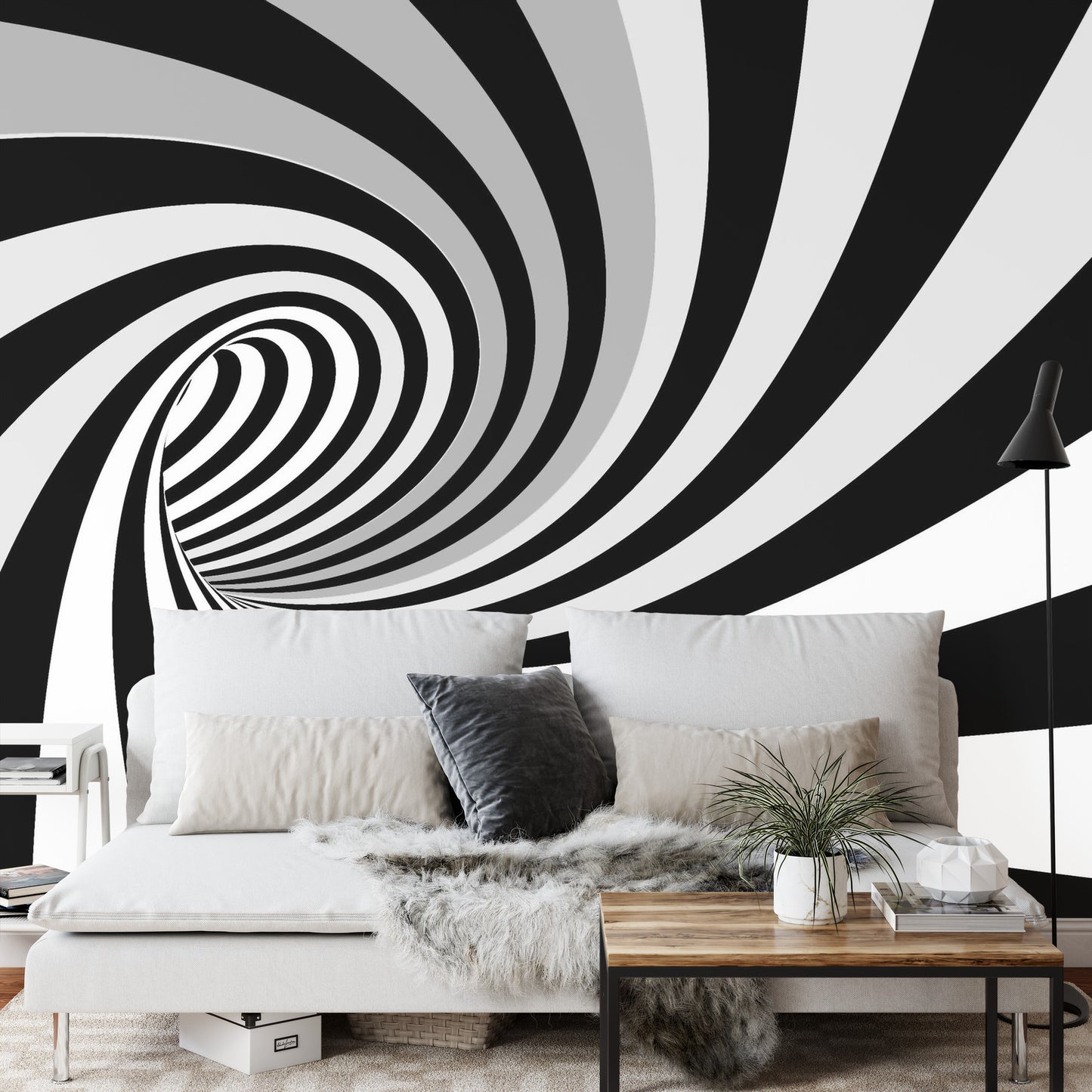 Fototapete 3D Tunnel - Schwarz-Weiss
