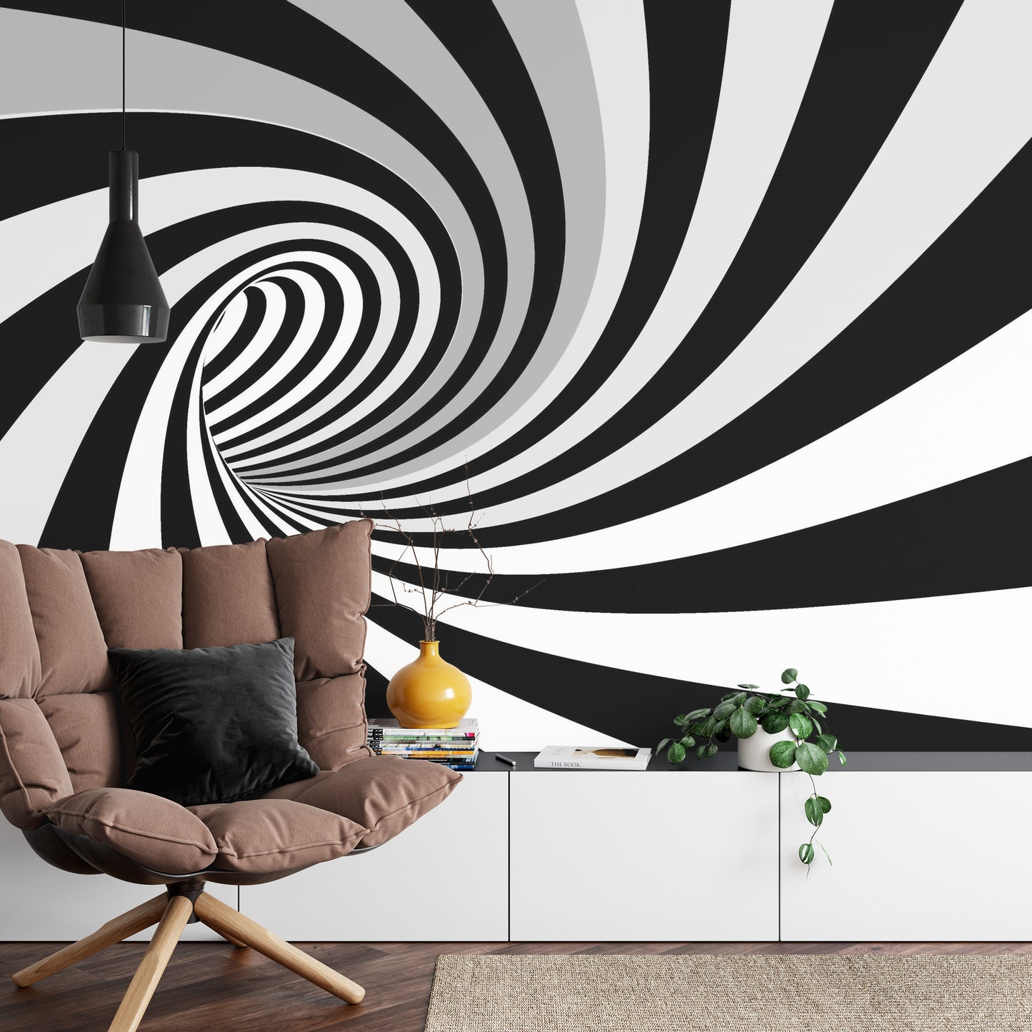 Fototapete 3D Tunnel - Schwarz-Weiss