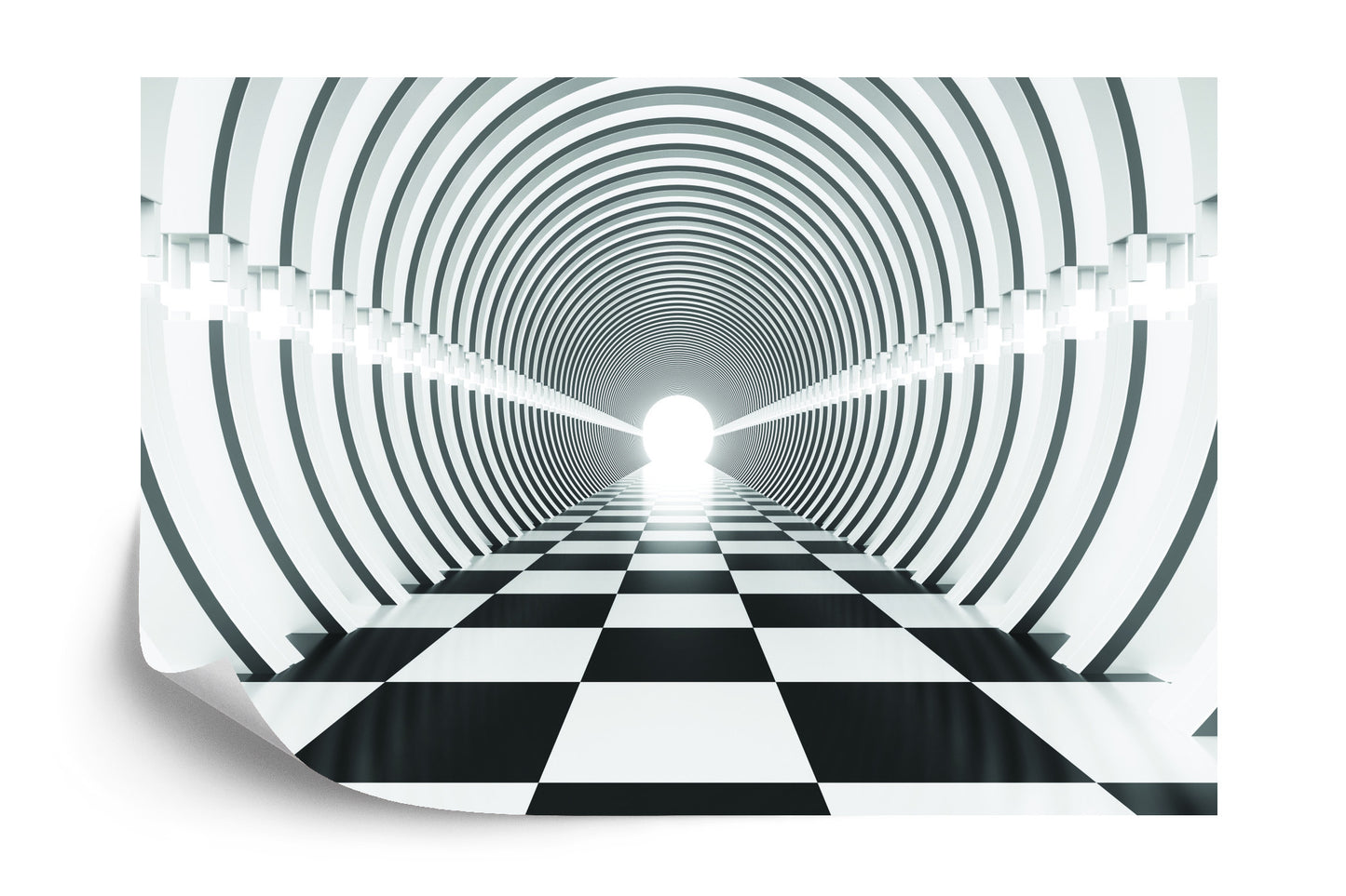 Fototapete 3D Tunnel - Schwarz Weiß