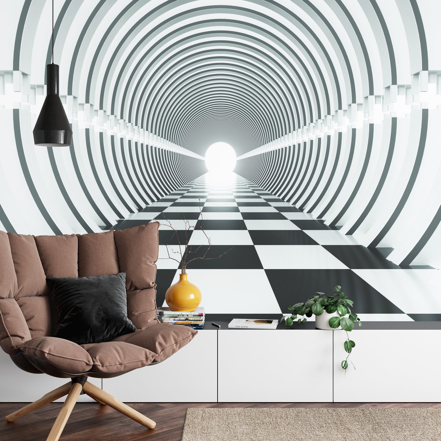 Fototapete 3D Tunnel - Schwarz Weiß