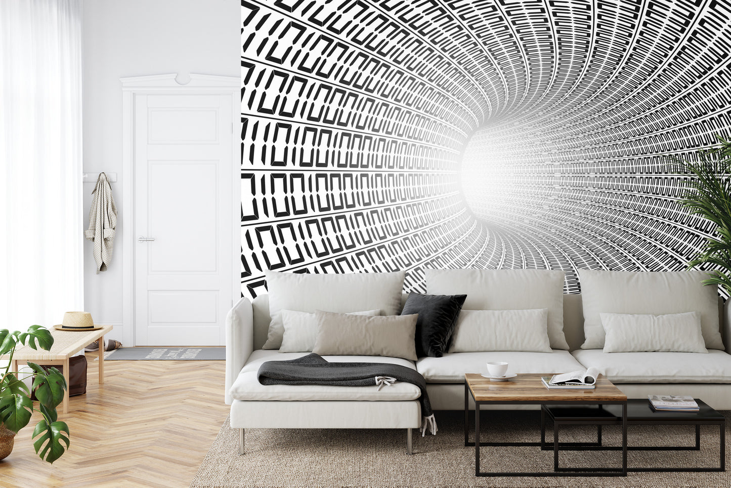 Fototapete 3D Tunnel - Schwarz Weiß