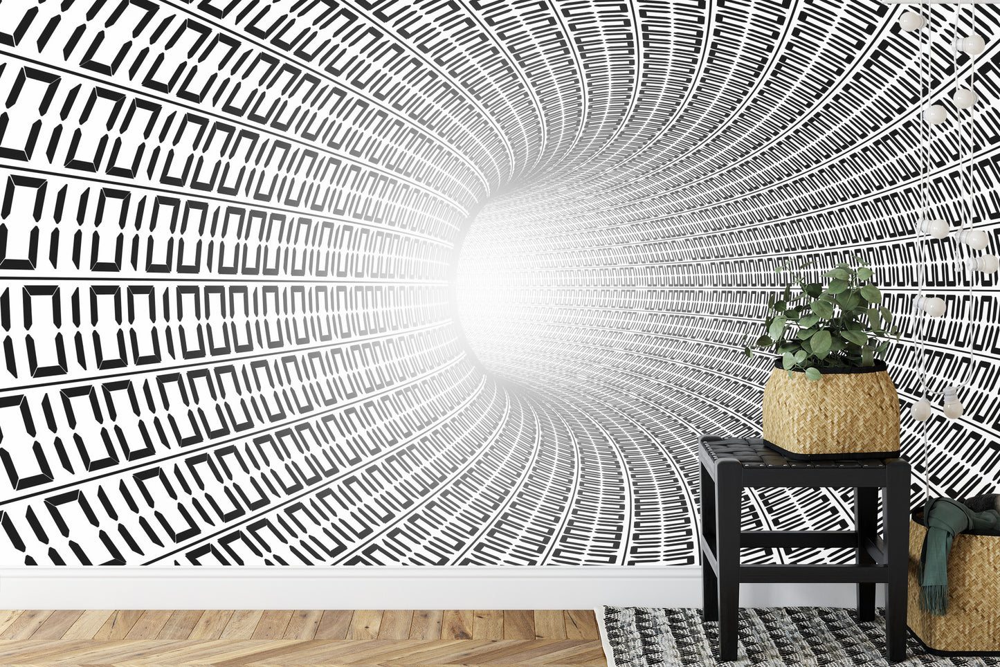 Fototapete 3D Tunnel - Schwarz Weiß
