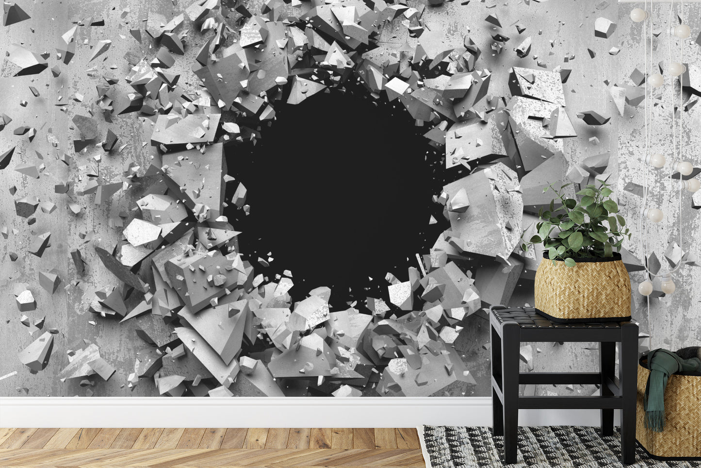 Fototapete Loch In Der Wand Beton 3D-Effekt