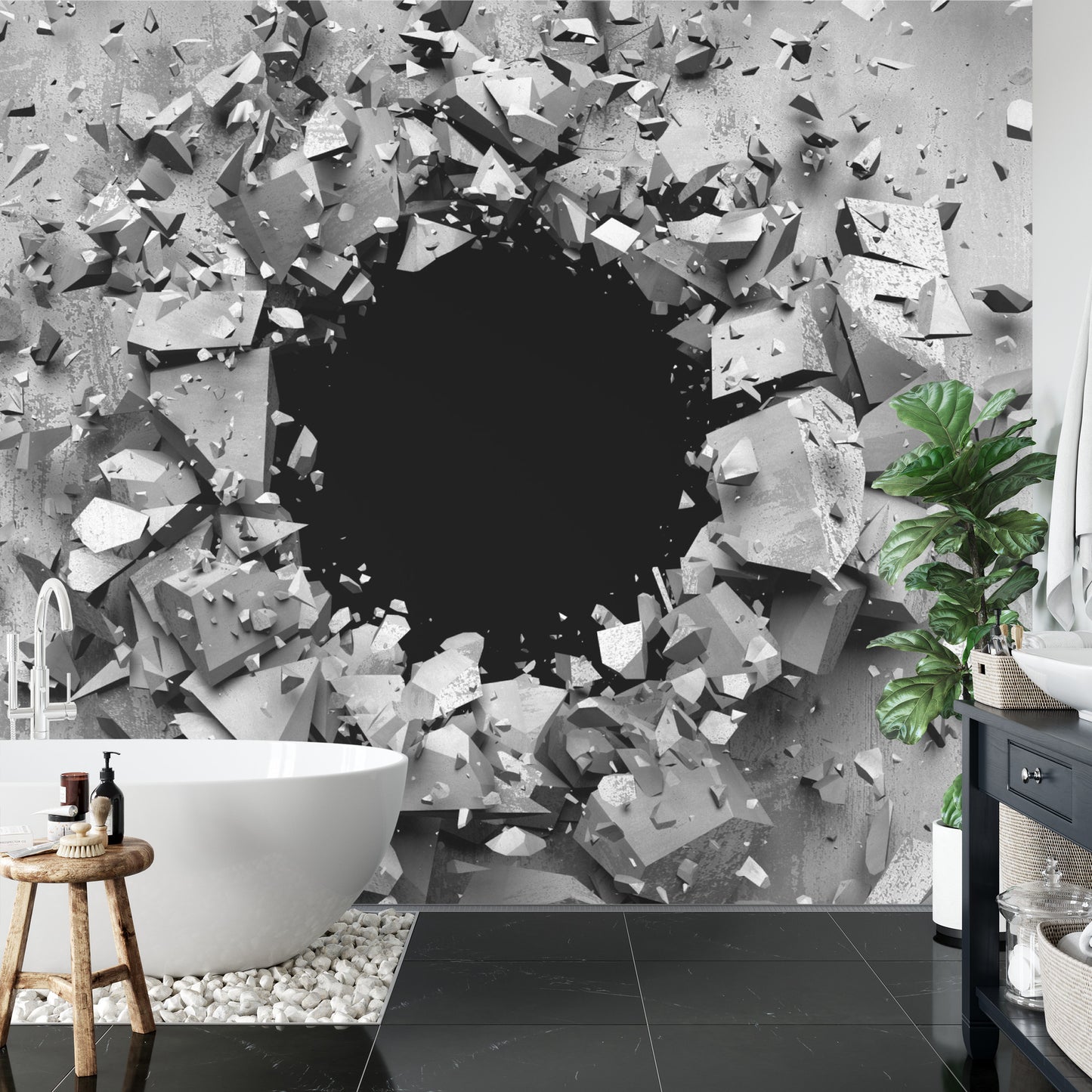 Fototapete Loch In Der Wand Beton 3D-Effekt
