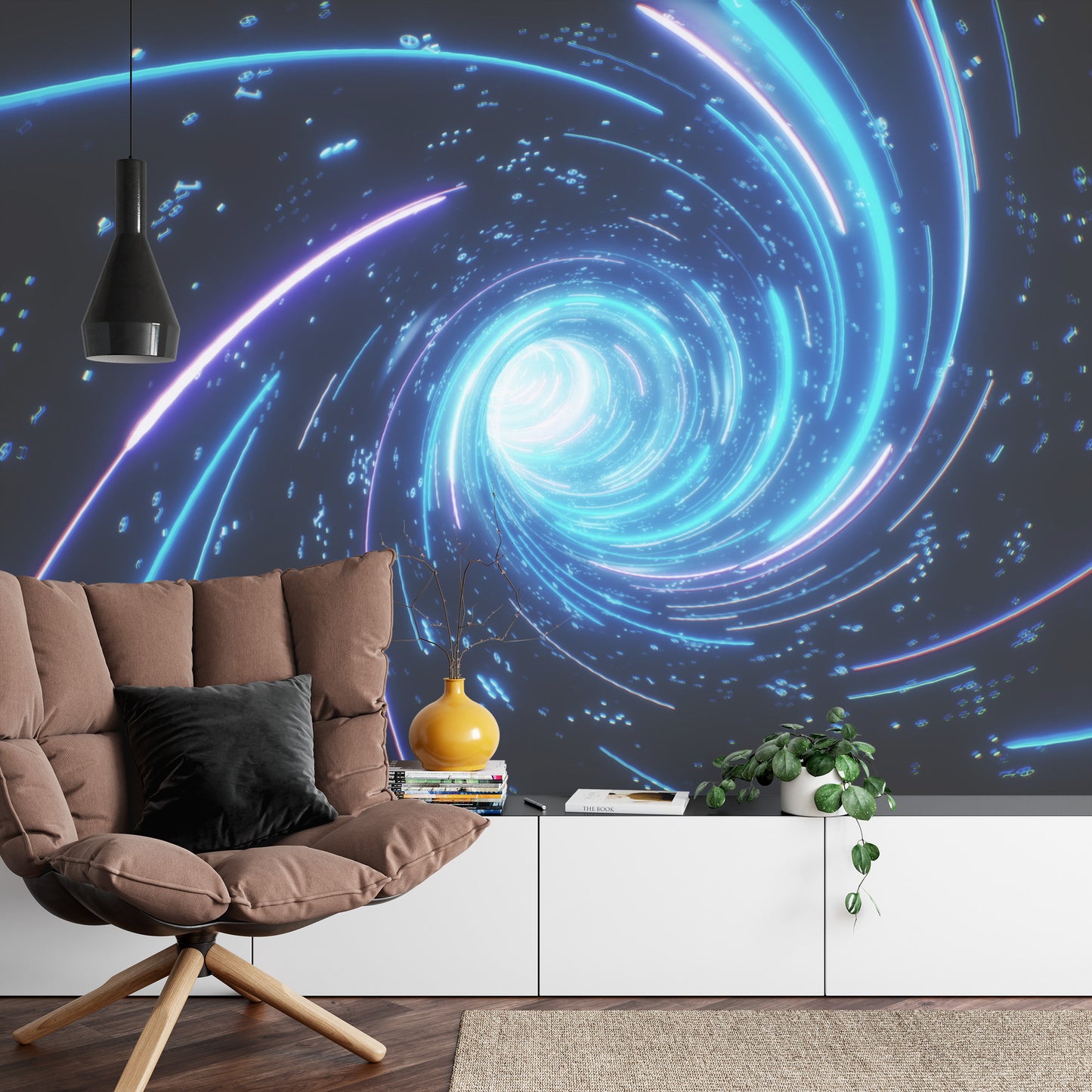 Fototapete Flying Inside Digital Data Tunnel. Futuristic Abstract Background With Neon Rays. Concept For Big Data, Blockchain, Cryptocurreny, Internet, Hyperspace And Space Travel. 4K 3D Render