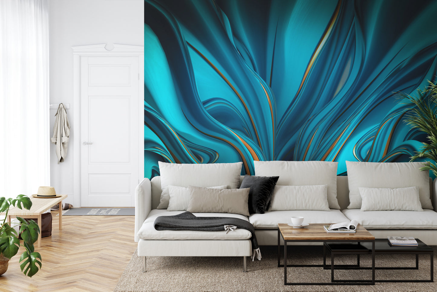 Fototapete Bright Background With A Volumetric Pattern And Print. 3D , 3D Rendering.