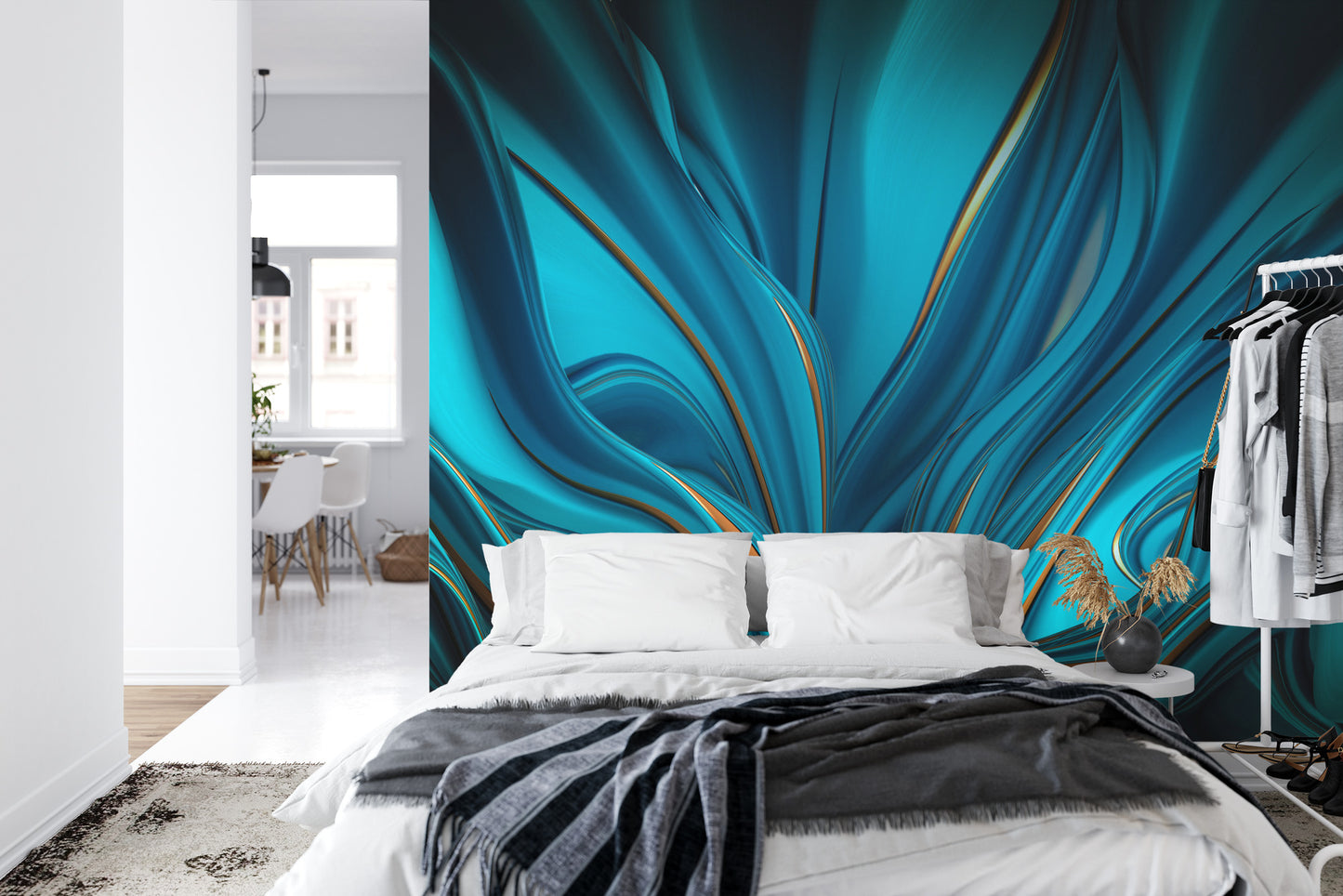 Fototapete Bright Background With A Volumetric Pattern And Print. 3D , 3D Rendering.