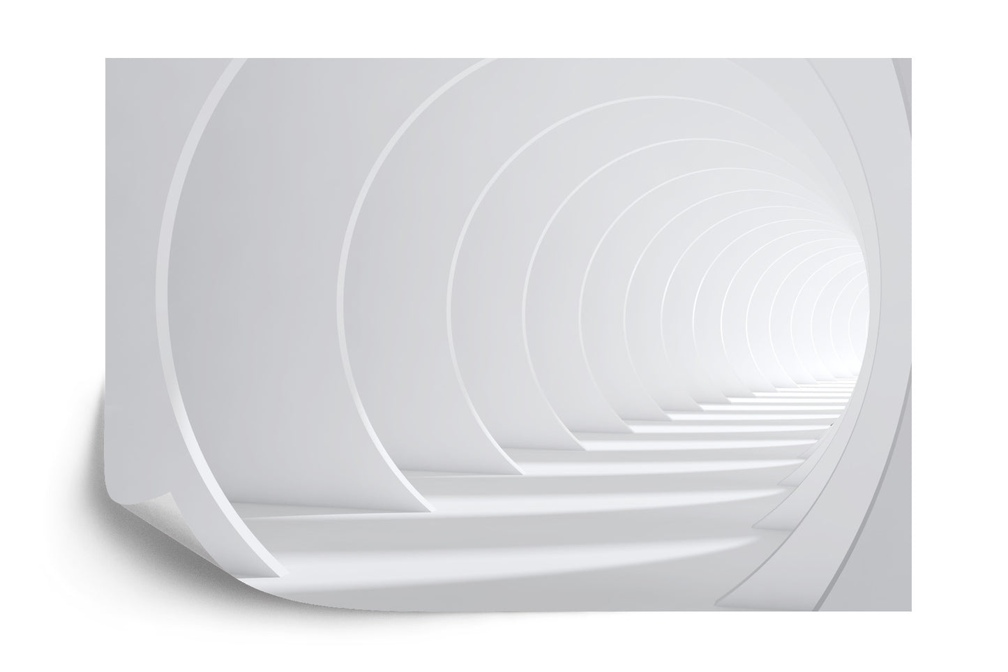 Fototapete Abstract White Bent 3D Tunnel