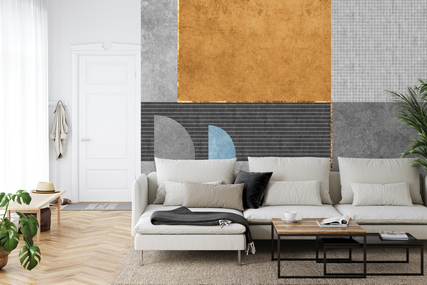 Fototapete Gold Geometric Background Art. Modern Grey Pattern,