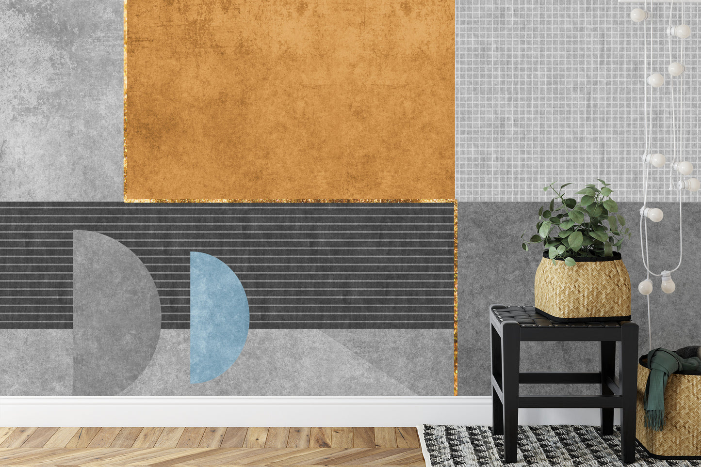 Fototapete Gold Geometric Background Art. Modern Grey Pattern,