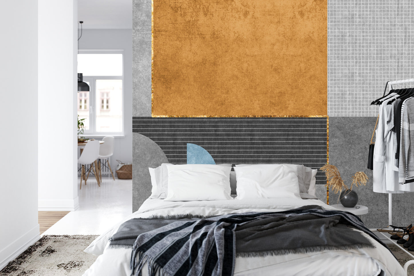Fototapete Gold Geometric Background Art. Modern Grey Pattern,