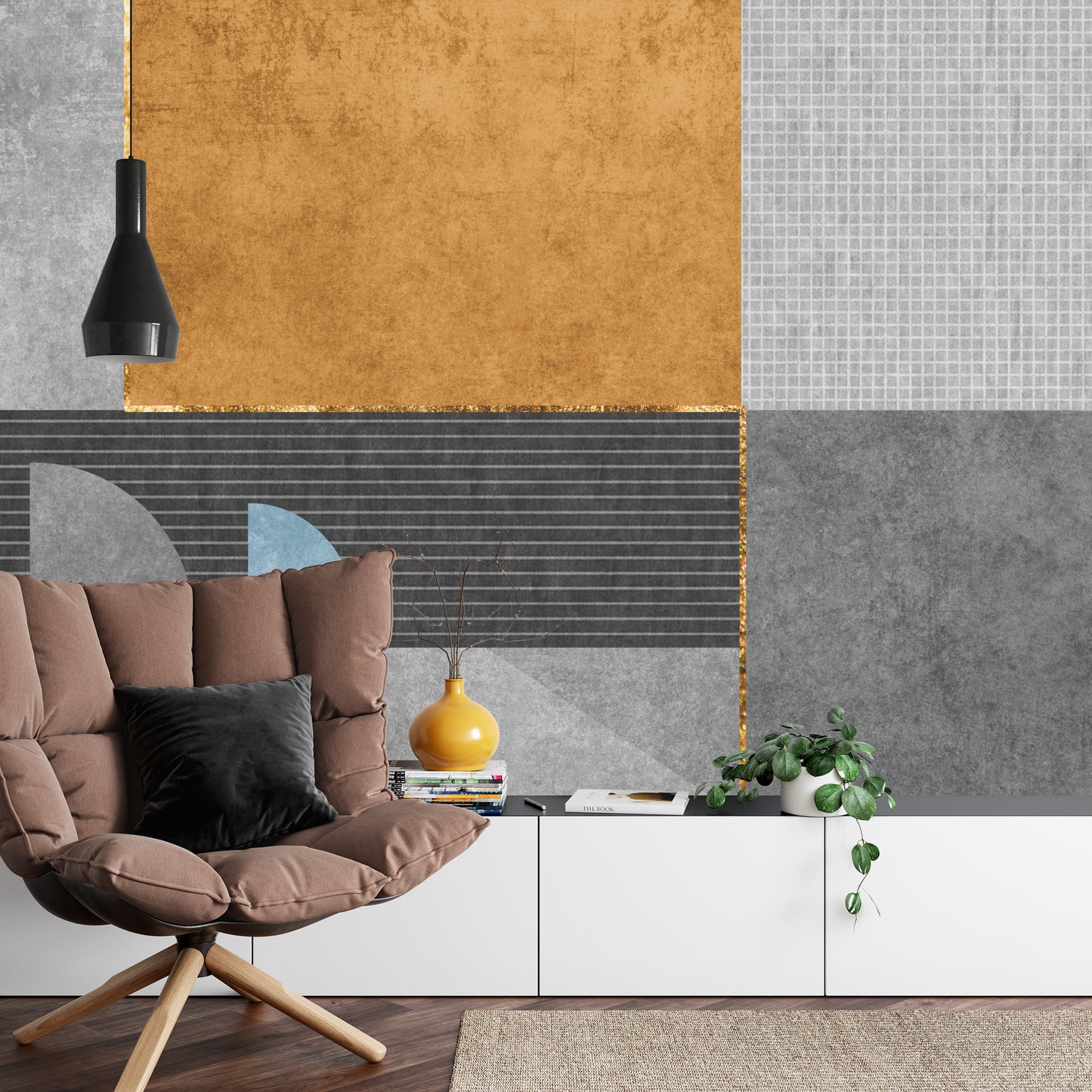 Fototapete Gold Geometric Background Art. Modern Grey Pattern,