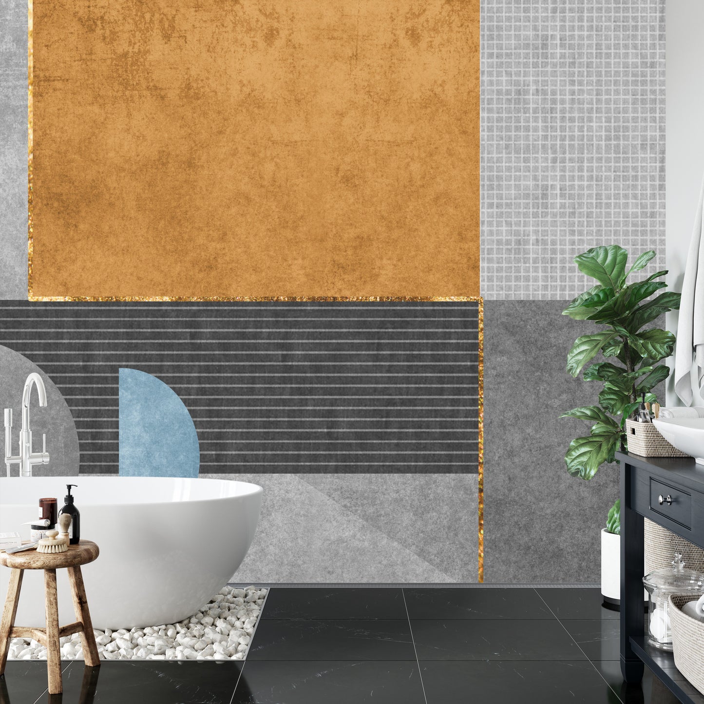 Fototapete Gold Geometric Background Art. Modern Grey Pattern,