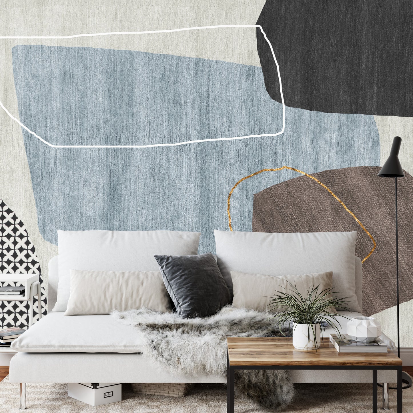 Fototapete Gold Geometric Background Art. Modern Grey Pattern,