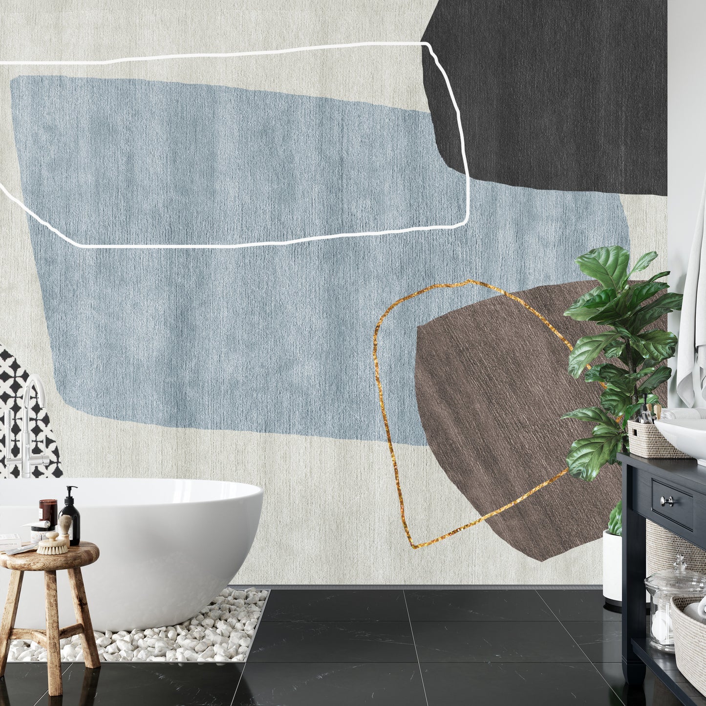 Fototapete Gold Geometric Background Art. Modern Grey Pattern,