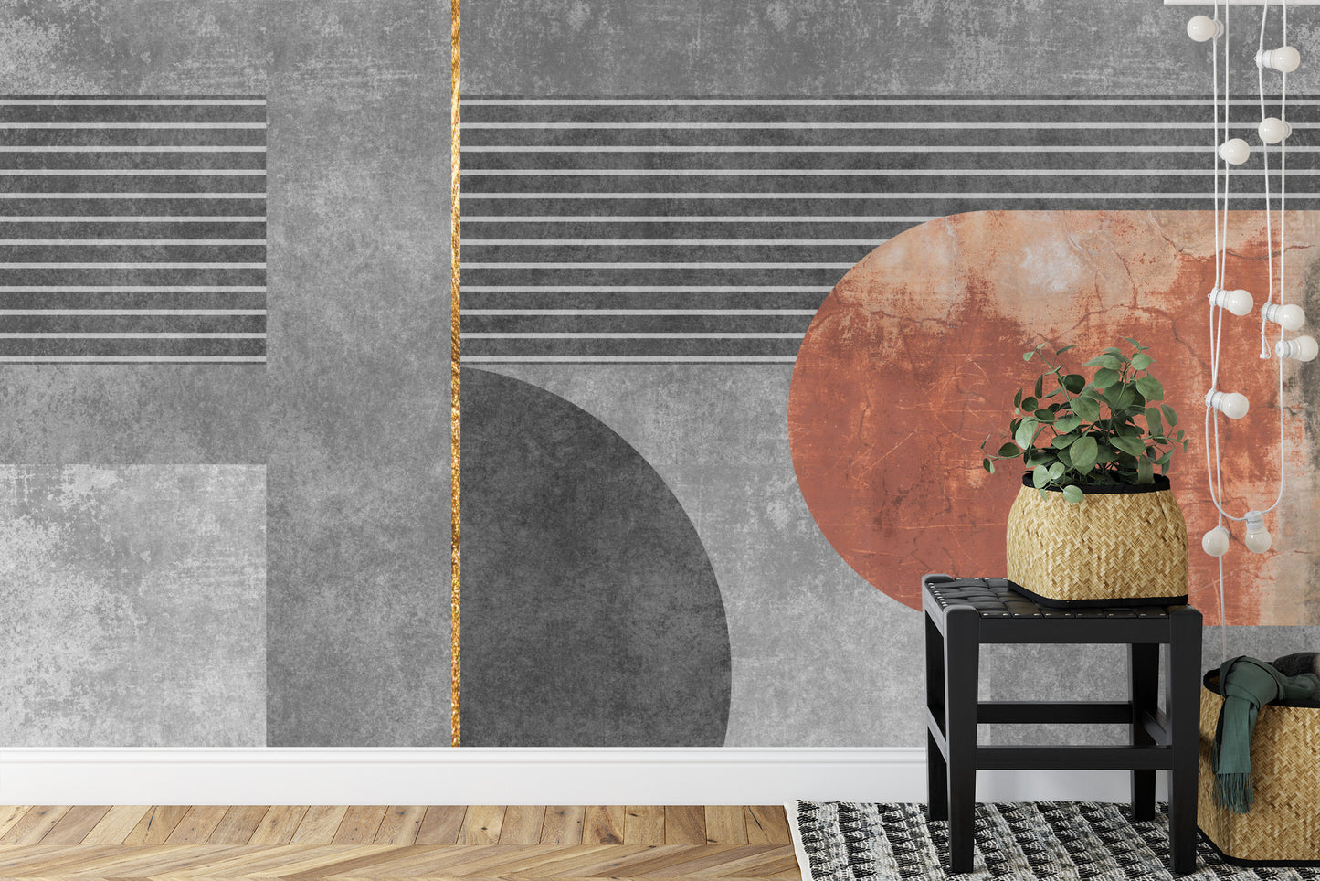 Fototapete Gold Geometric Background Art. Modern Grey Pattern,