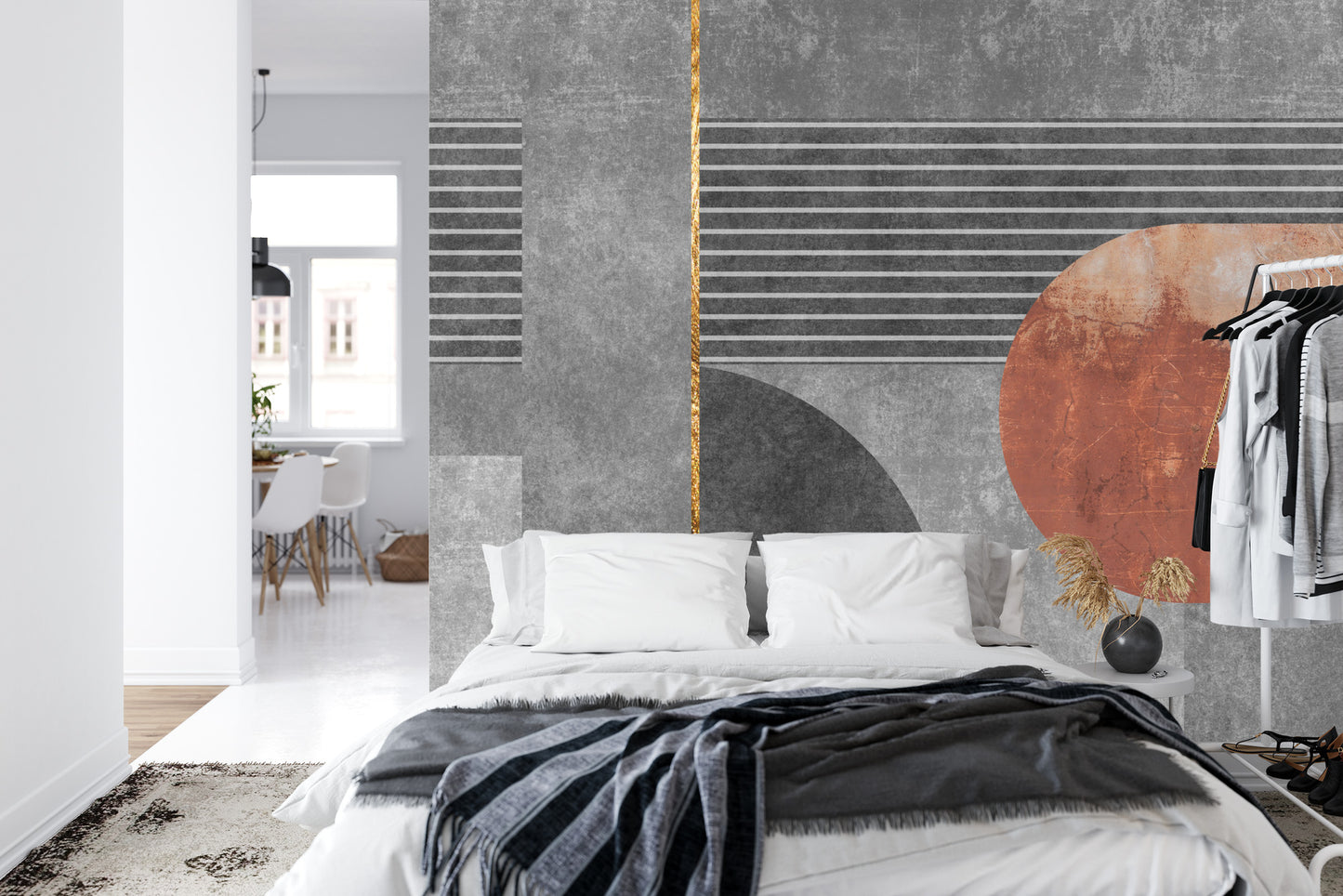 Fototapete Gold Geometric Background Art. Modern Grey Pattern,
