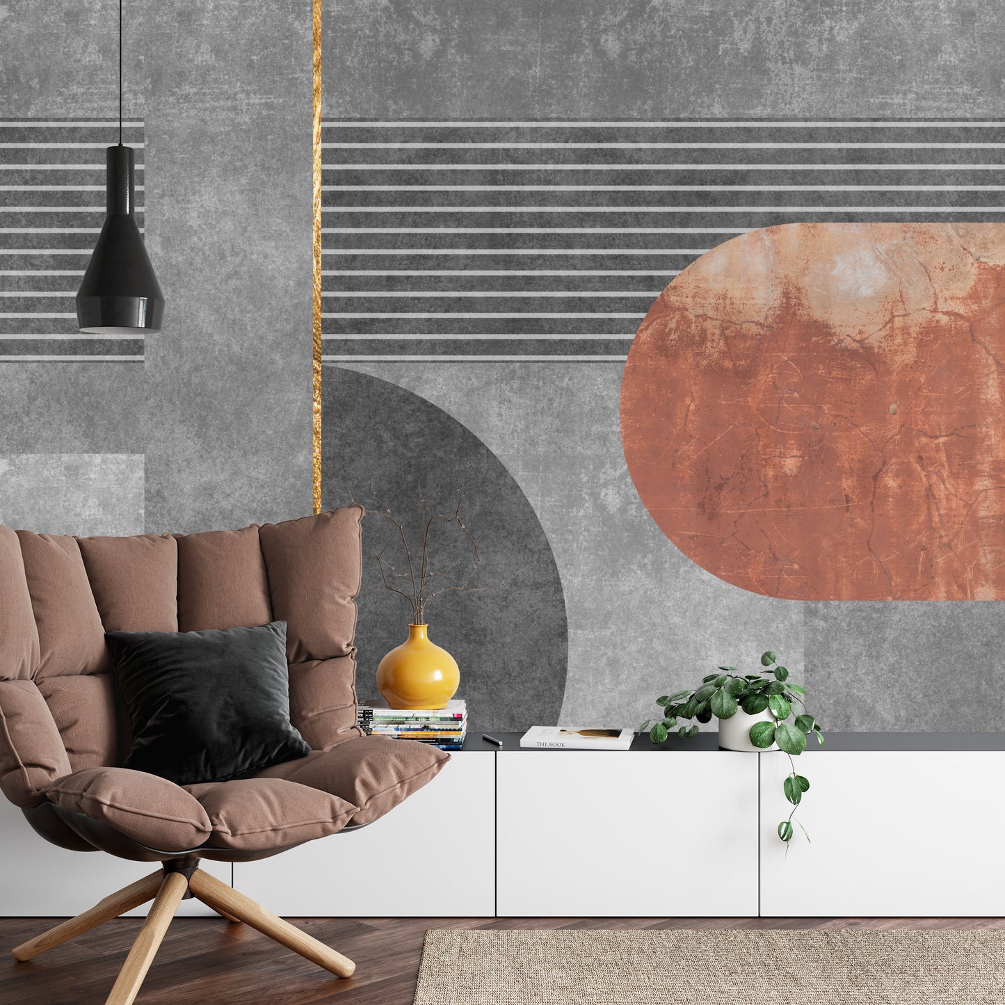 Fototapete Gold Geometric Background Art. Modern Grey Pattern,