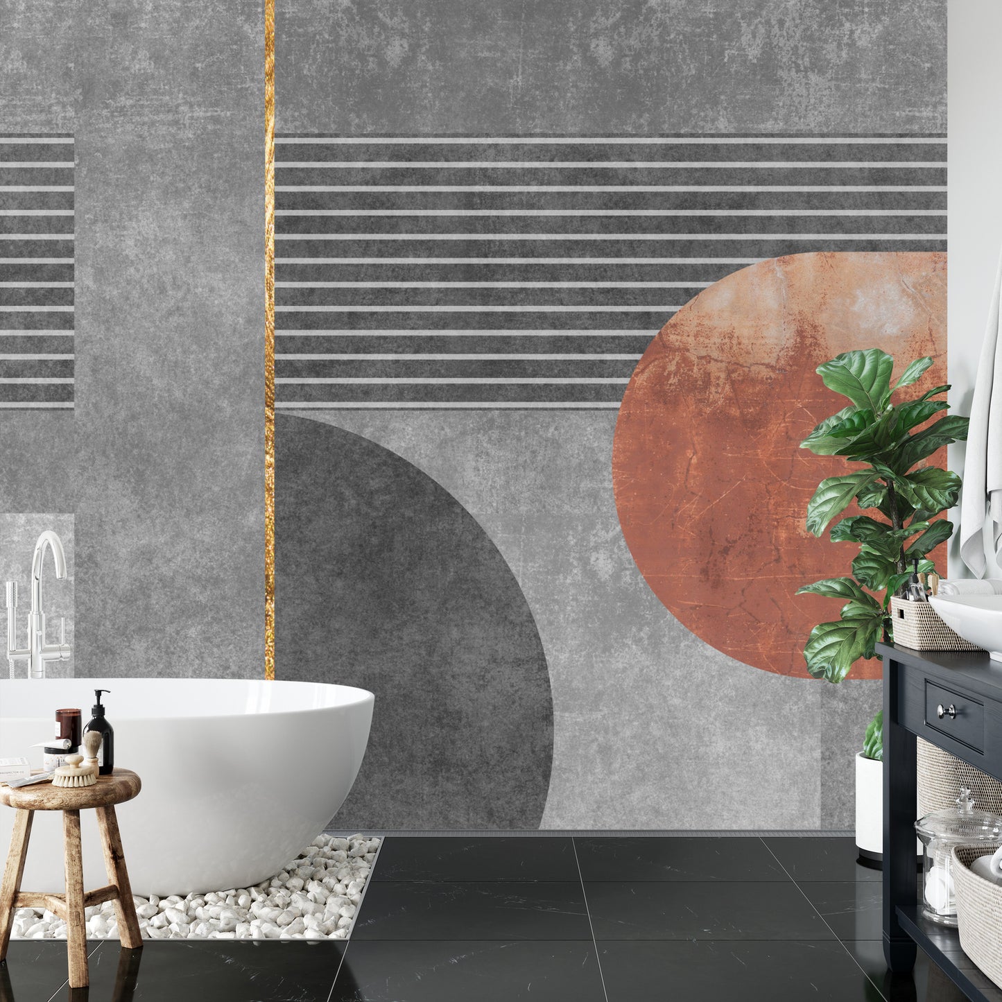 Fototapete Gold Geometric Background Art. Modern Grey Pattern,