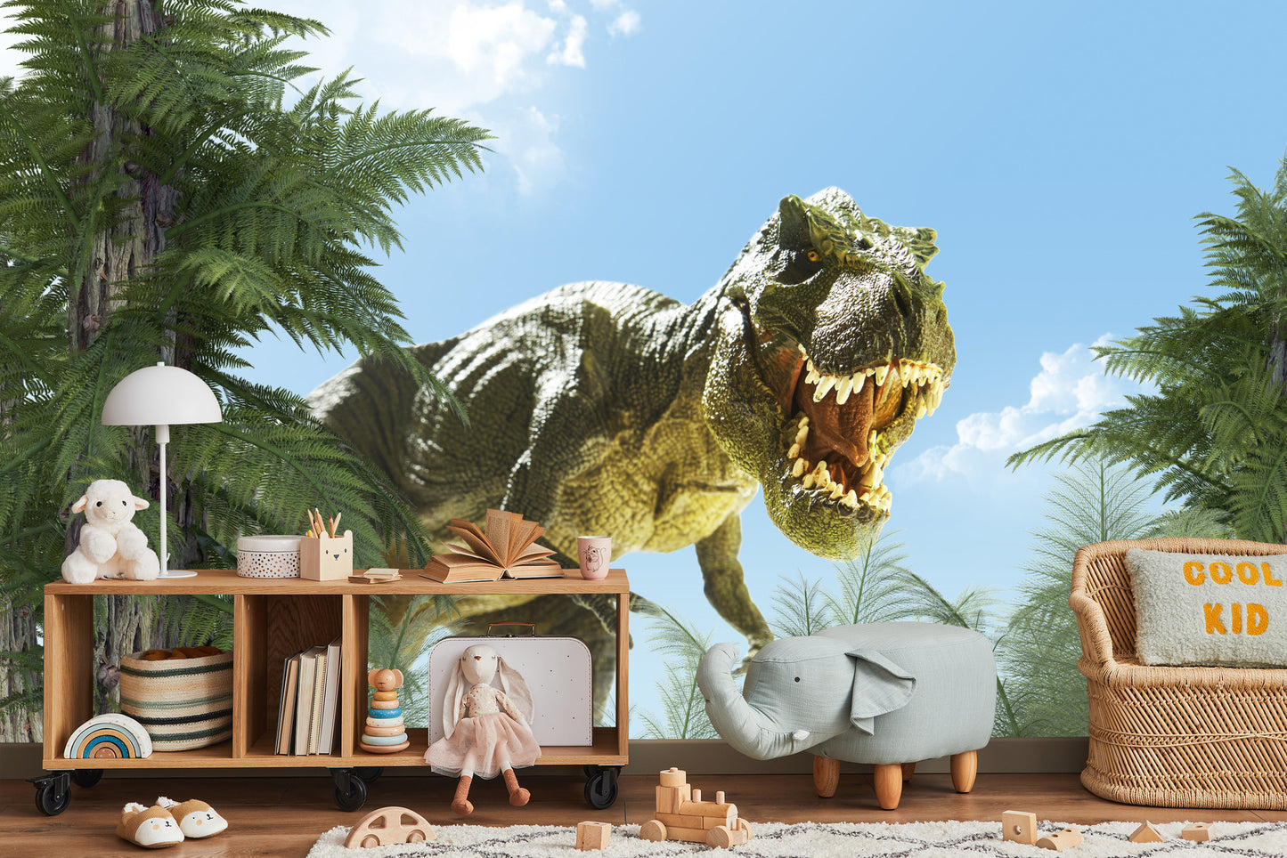 Fototapete Großer T-Rex-Dinosaurier Und Die Palme